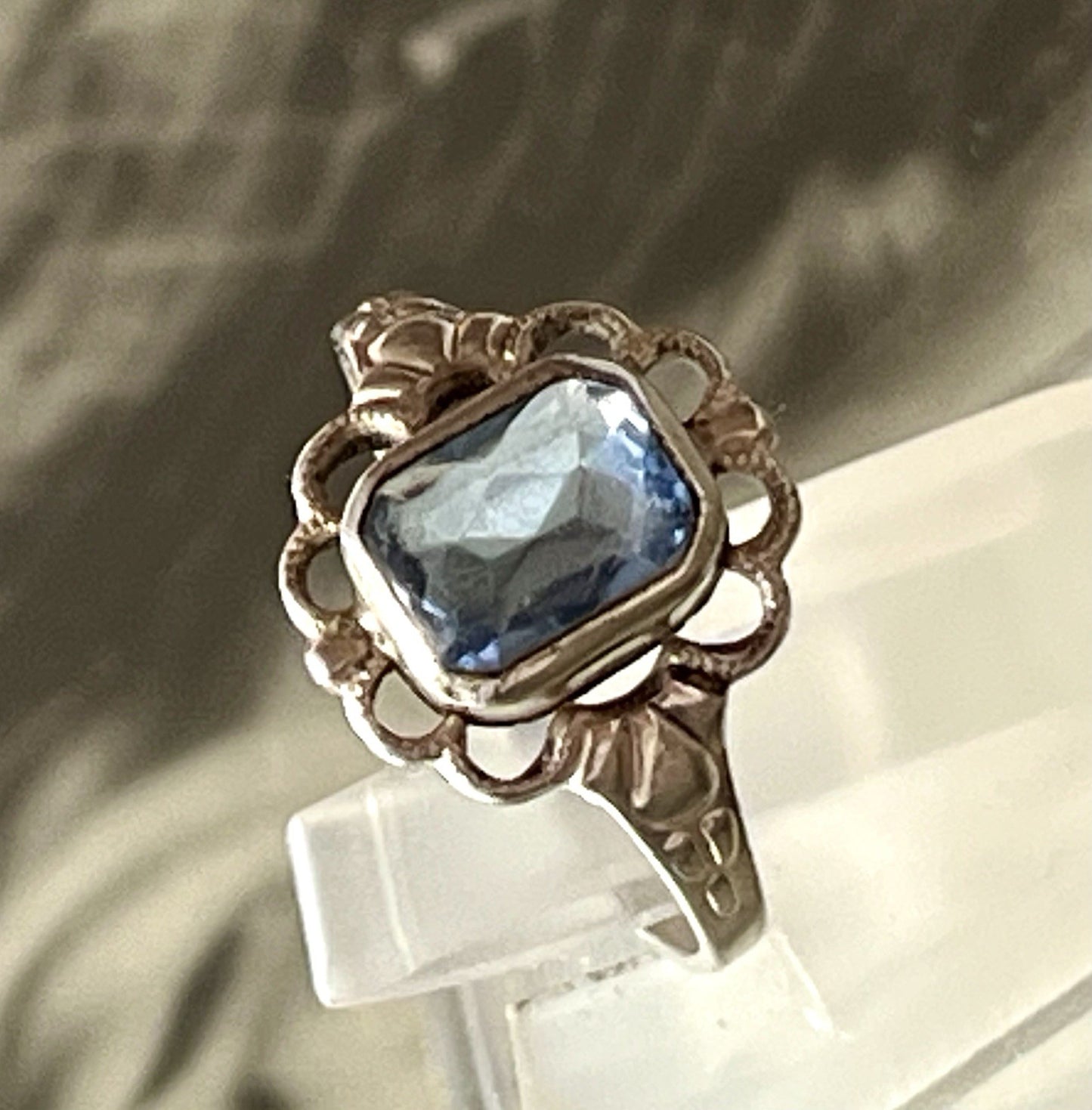 Antik Jugendstil blauer Stein DAMEN RING 835 Silber SUPER Gr.51