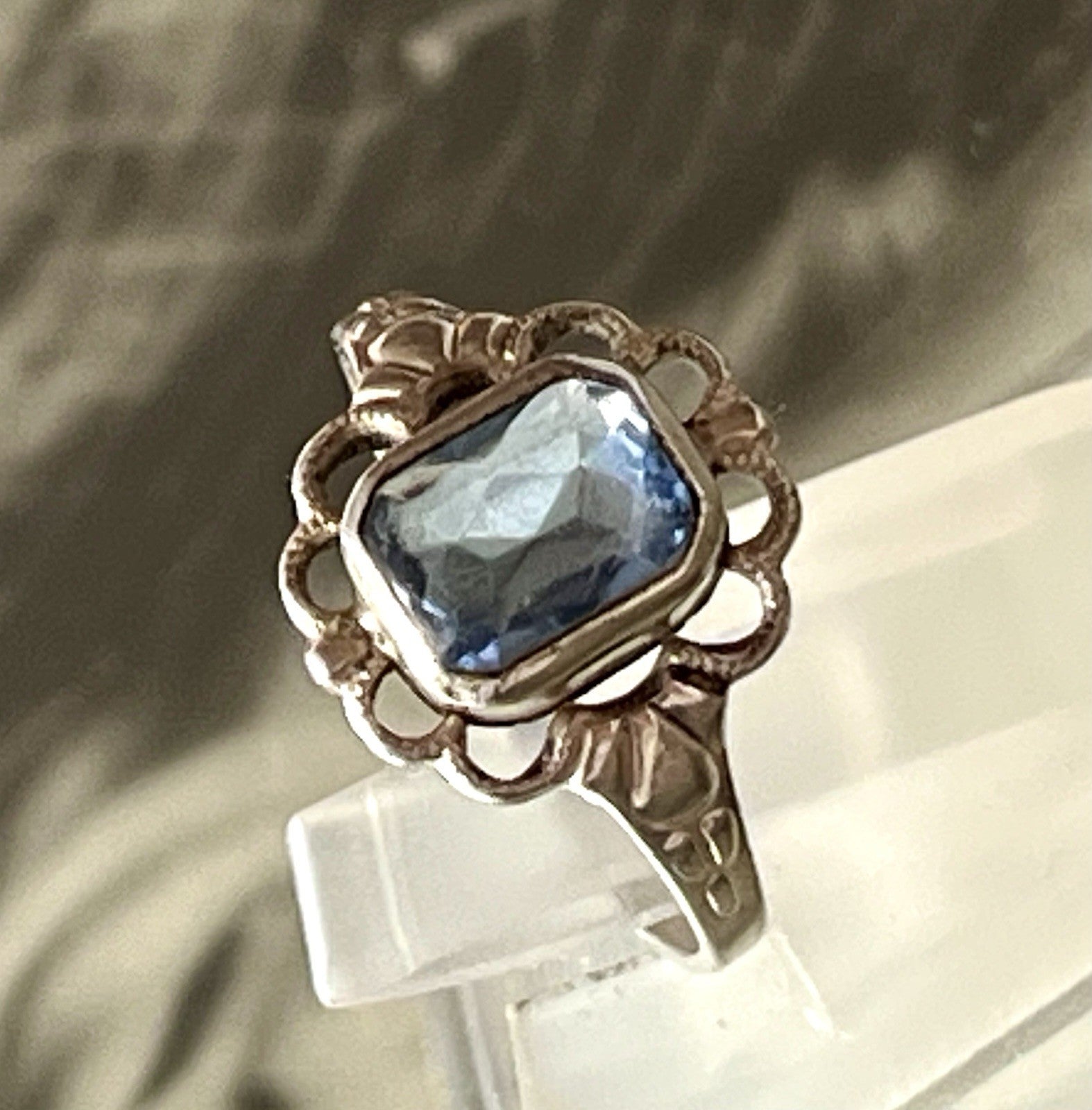 Antik Jugendstil blauer Stein DAMEN RING 835 Silber SUPER Gr.51