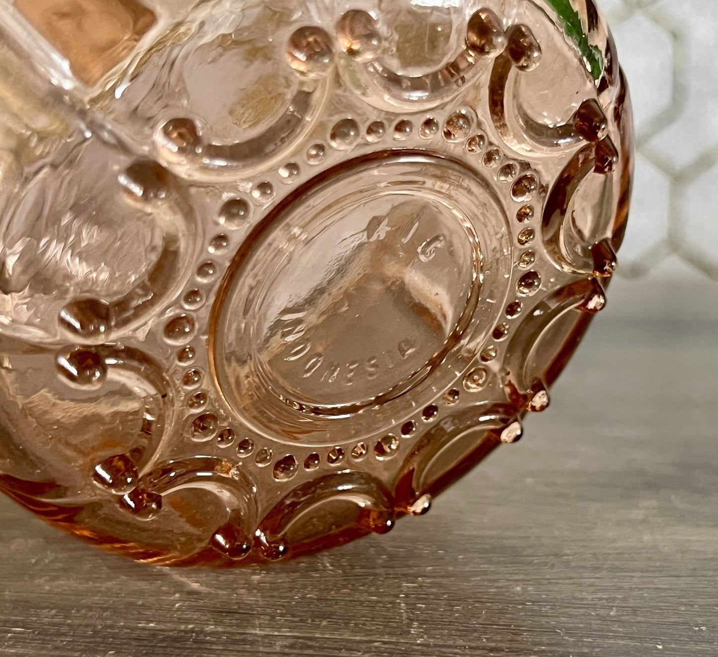 Art Déco Stil Dose Deckeldose Rosalin Rosa Pressglas