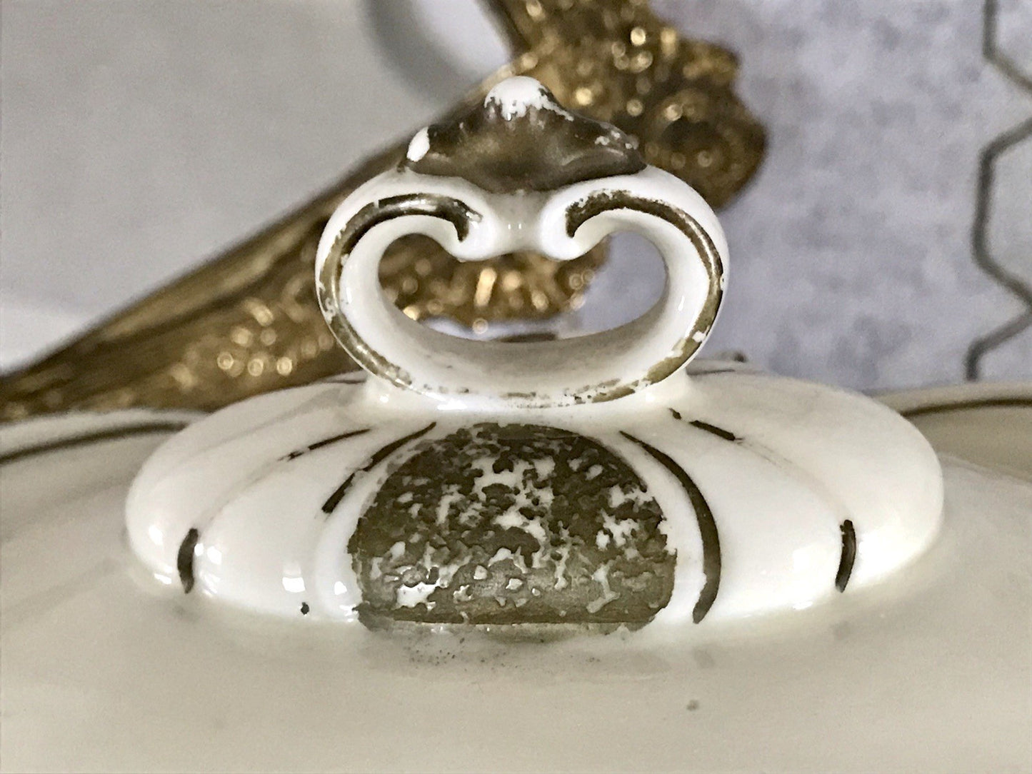 Antik Art Déco Porzellan Dose 02 Deckeldose Schatulle Bonboniere Neu-Tettau 1930