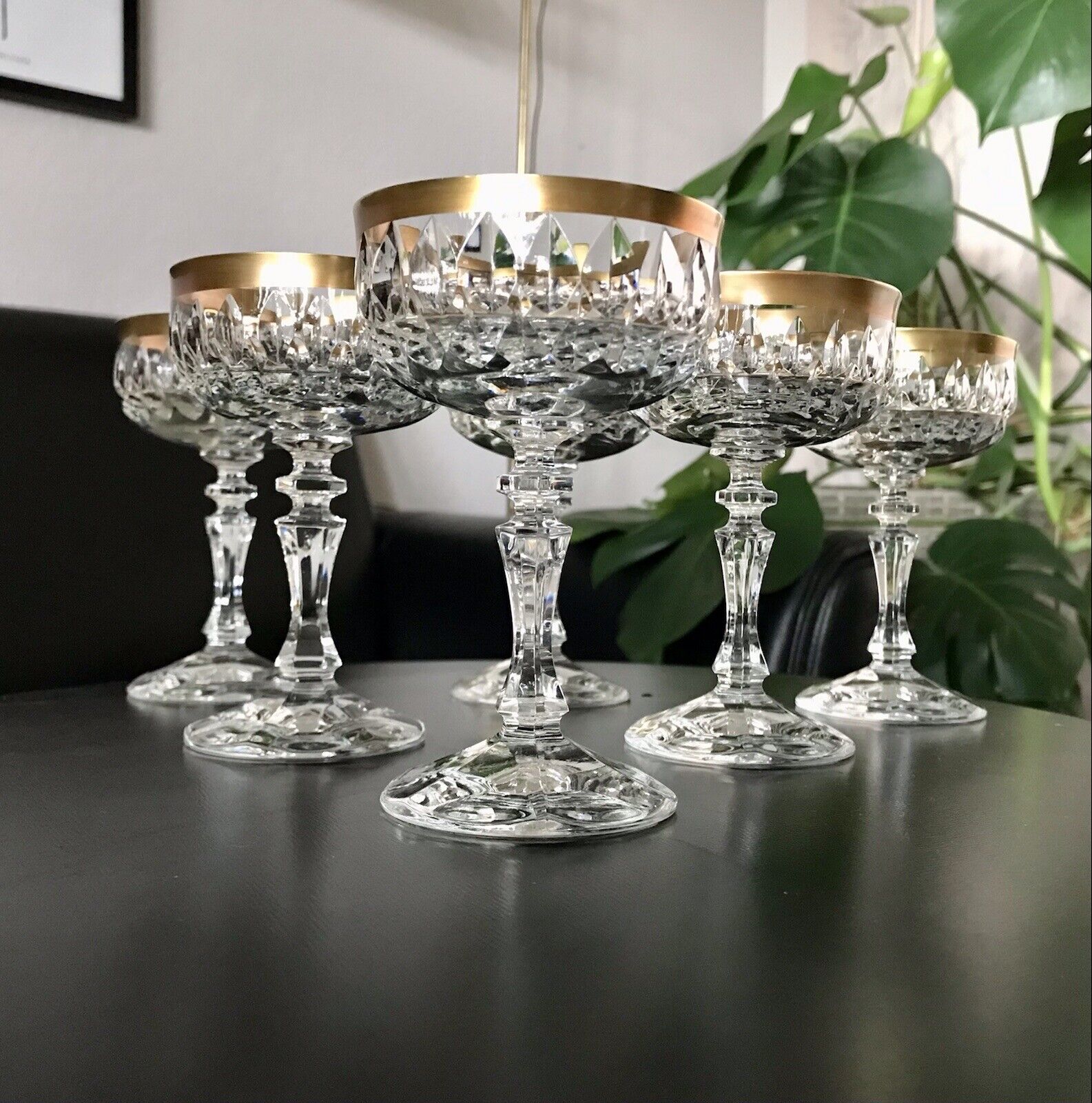 Vintage 12 EDEL Likörschalen Gläser Kristallglas Likörgläser Goldrand