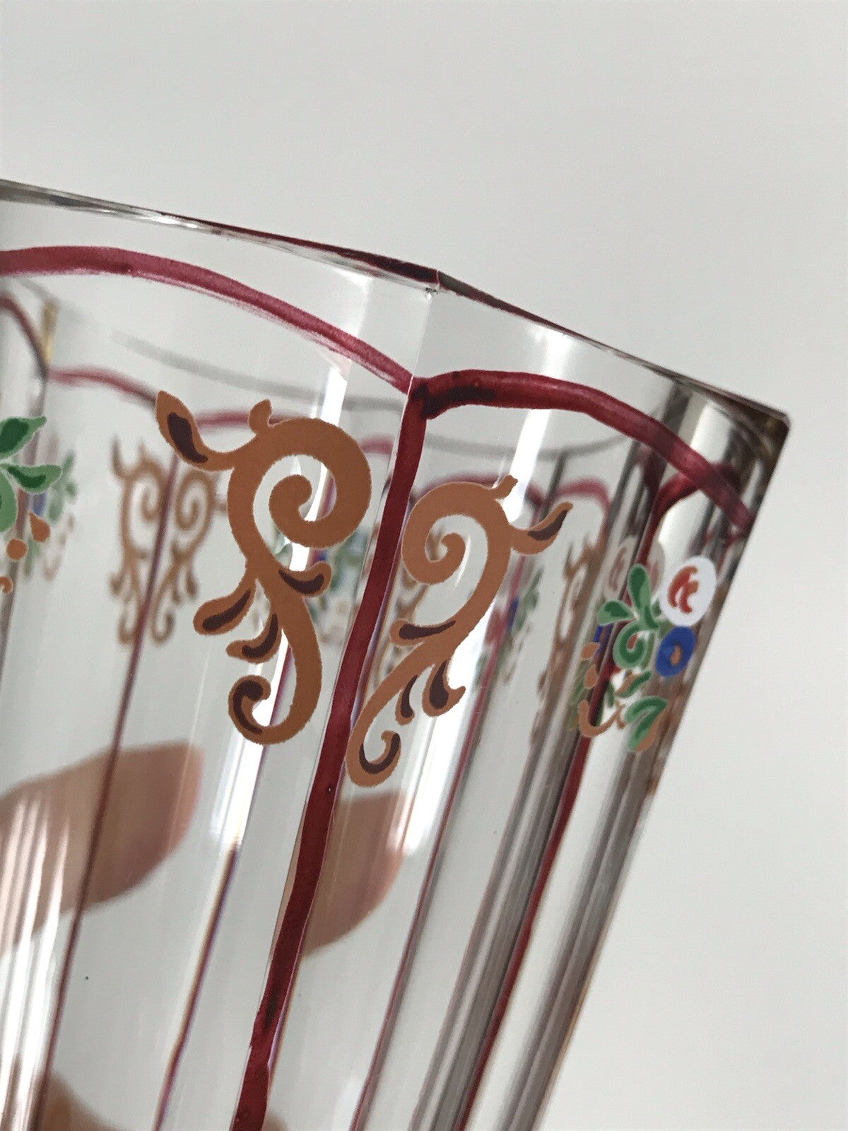 Antikisiert Replik Böhmisch Biedermeier Email-Malerei Glas Fußbecher bemalt