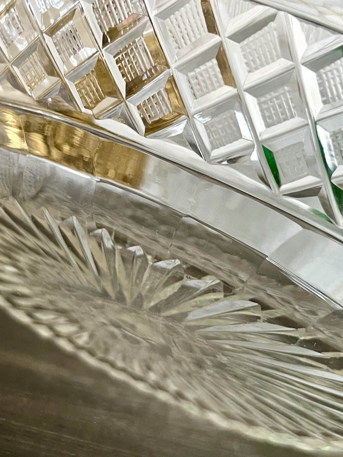 Antik Bleikristall Schale Glasschale Jardiniere Kristallglas Schiffchen Schliff