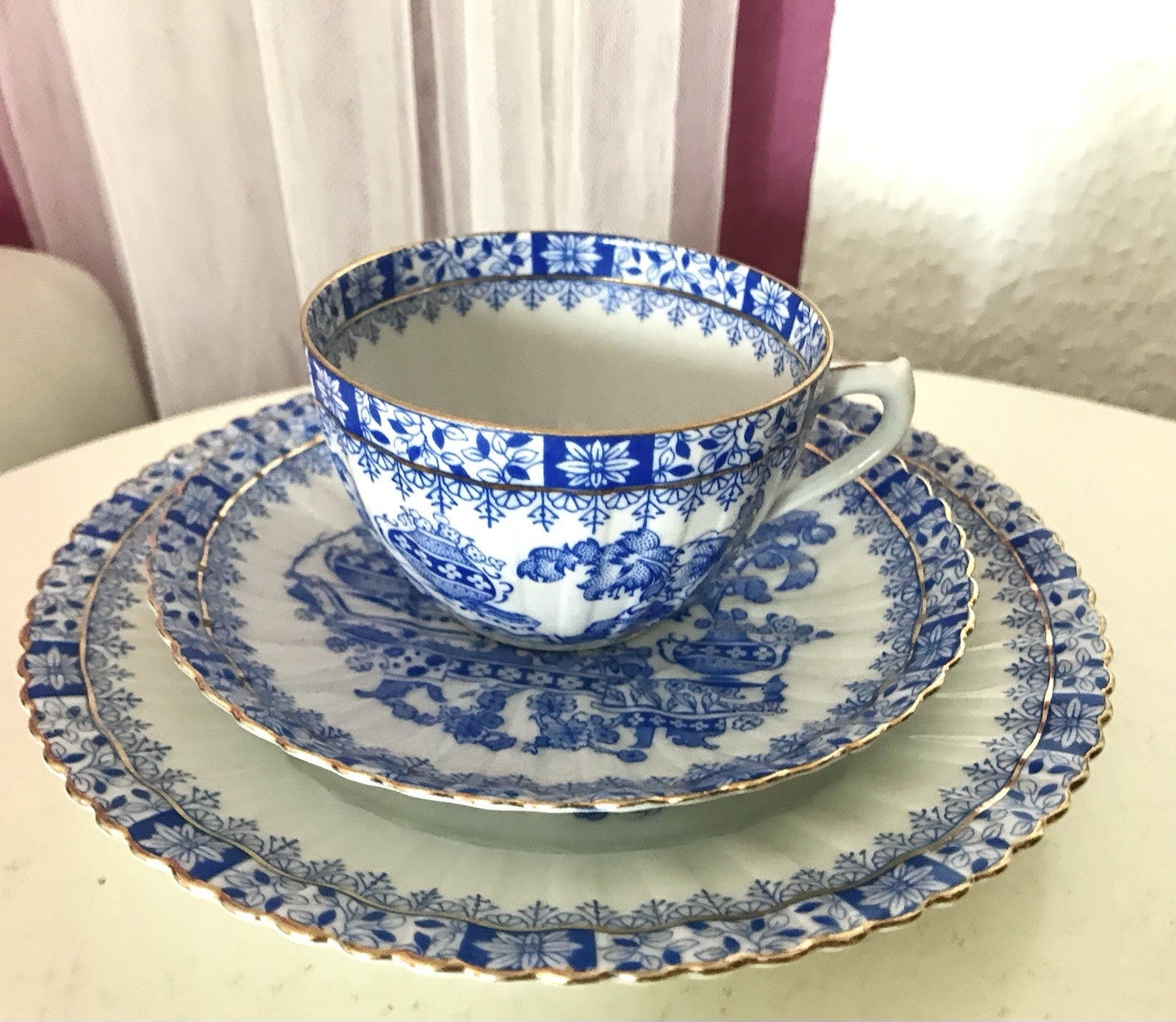 Antik Vintage Porzellan 1 Kaffee-Gedeck Sammeltasse Schön! China blau Tuppack&