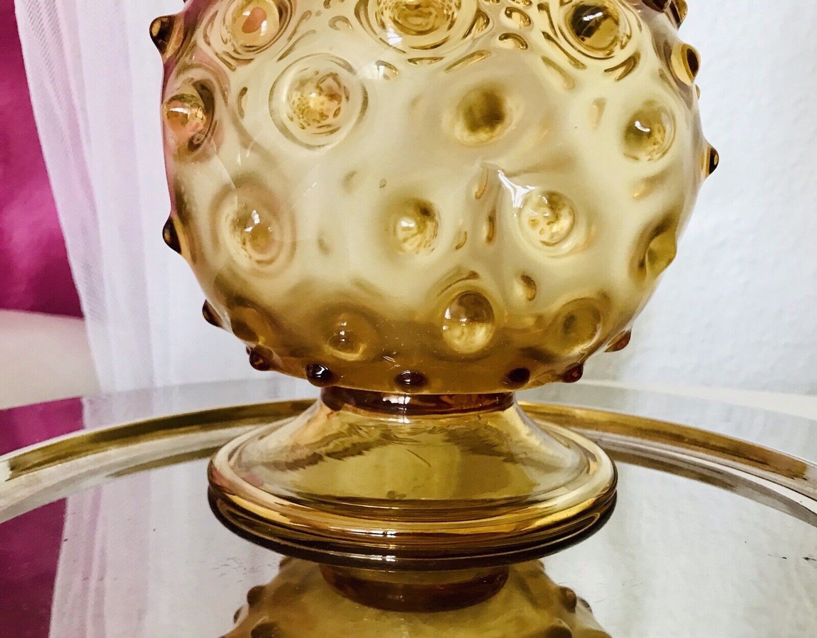 Murano Barovier Tosso ? 60er Karaffe Kanne Vase Glas Gelb Noppen Dubben Abriss