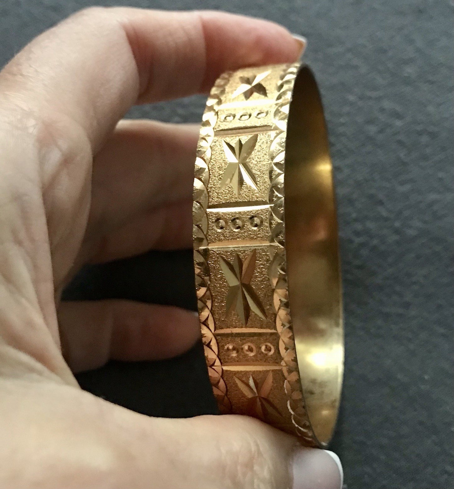 Vintage Art Déco Optik Armband Armreif Armspange vergoldet gold edel