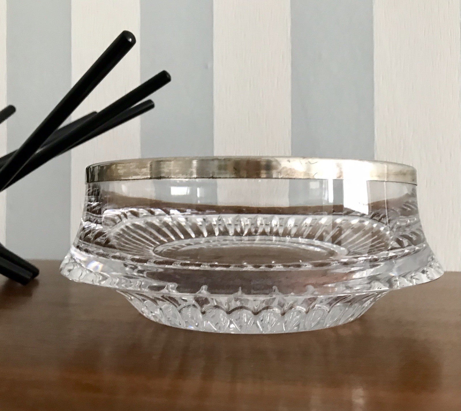 Vintage Glasschale Schale Glas versilbert Rand Kristallglas Bleikristall Europa