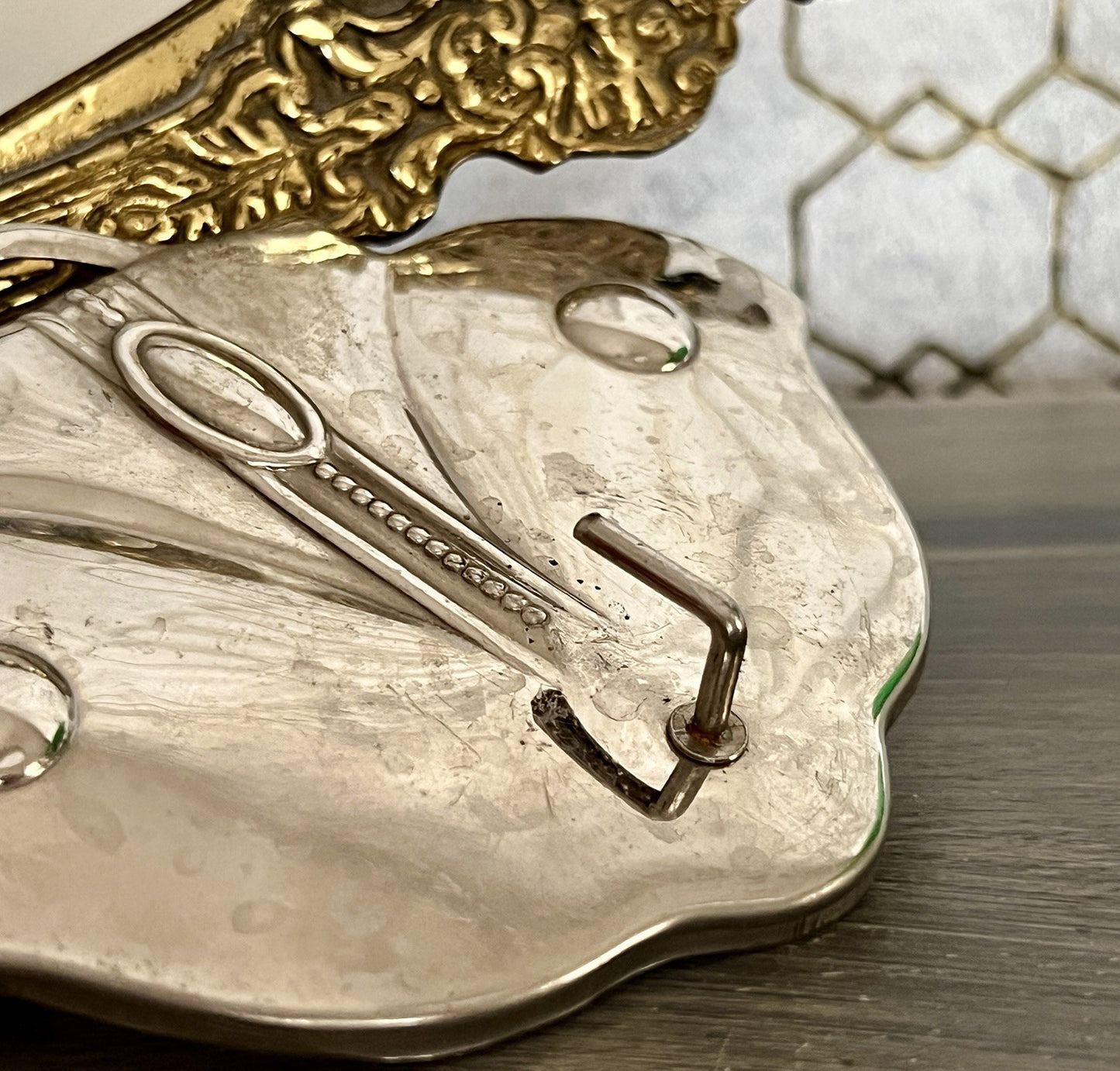 Antik Jugendstil Haken Handtuchhaken Kleiderhaken Metall verchromt? vernickelt?