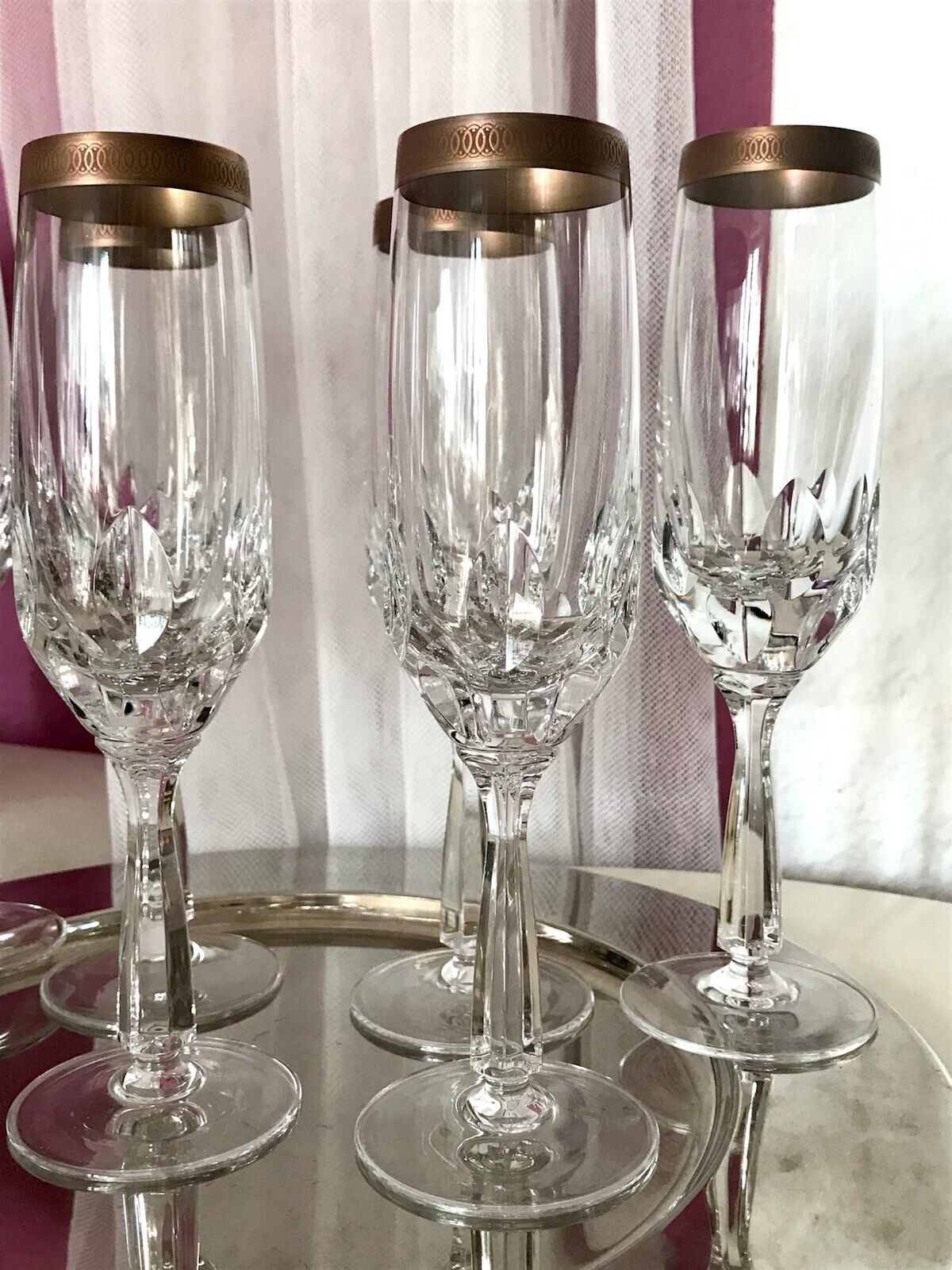 Vintage 6 EDEL Sektflöten Sektgläser Glas Kristallglas So Schön Mintonborte