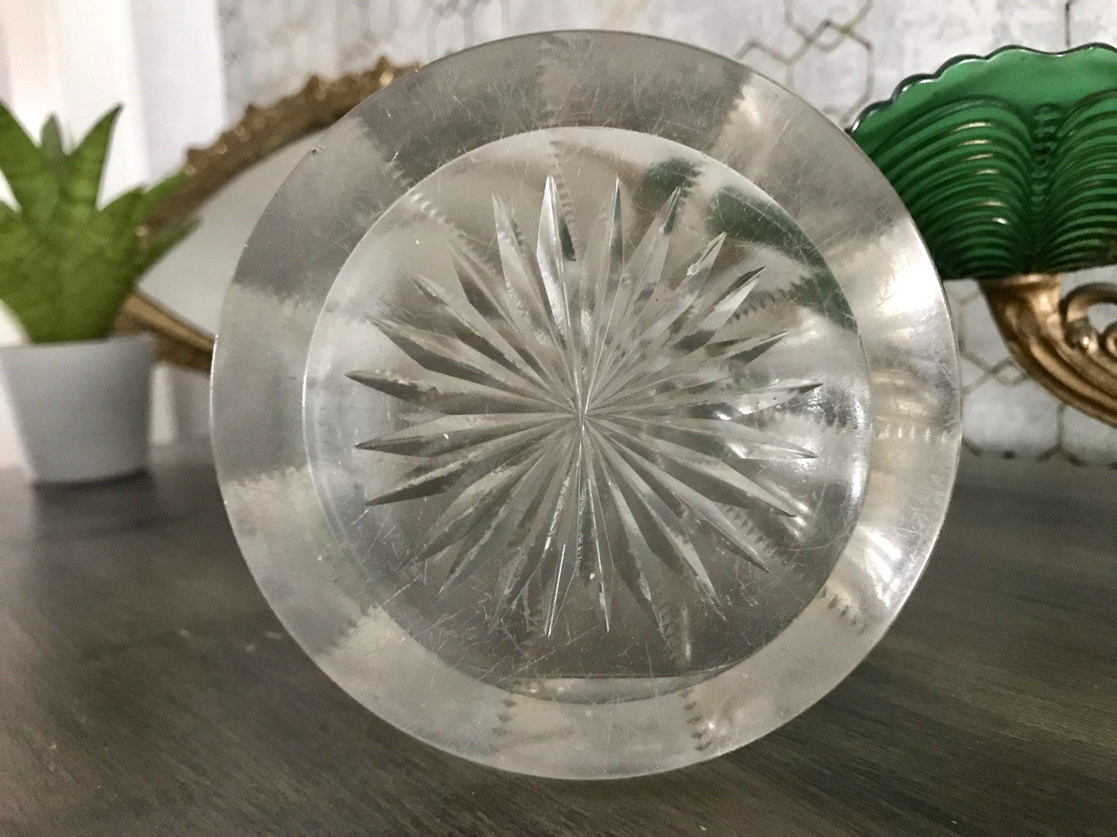 Antik Vase Glasvase Kristallglas geschliffen Jugendstil Art Déco