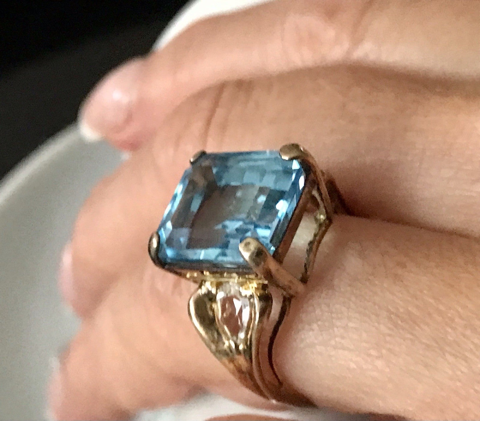 Vintage alt Damen Ring blauer Stein Silber vergoldet 925 Gr.56 17,8 wunderschön!