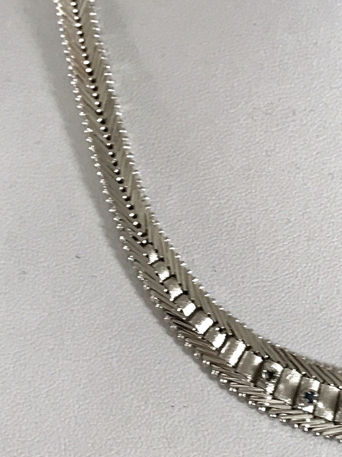Antik Edel Art Déco 835 Silber Collier rhodiniert Halskette blau Steine Armband