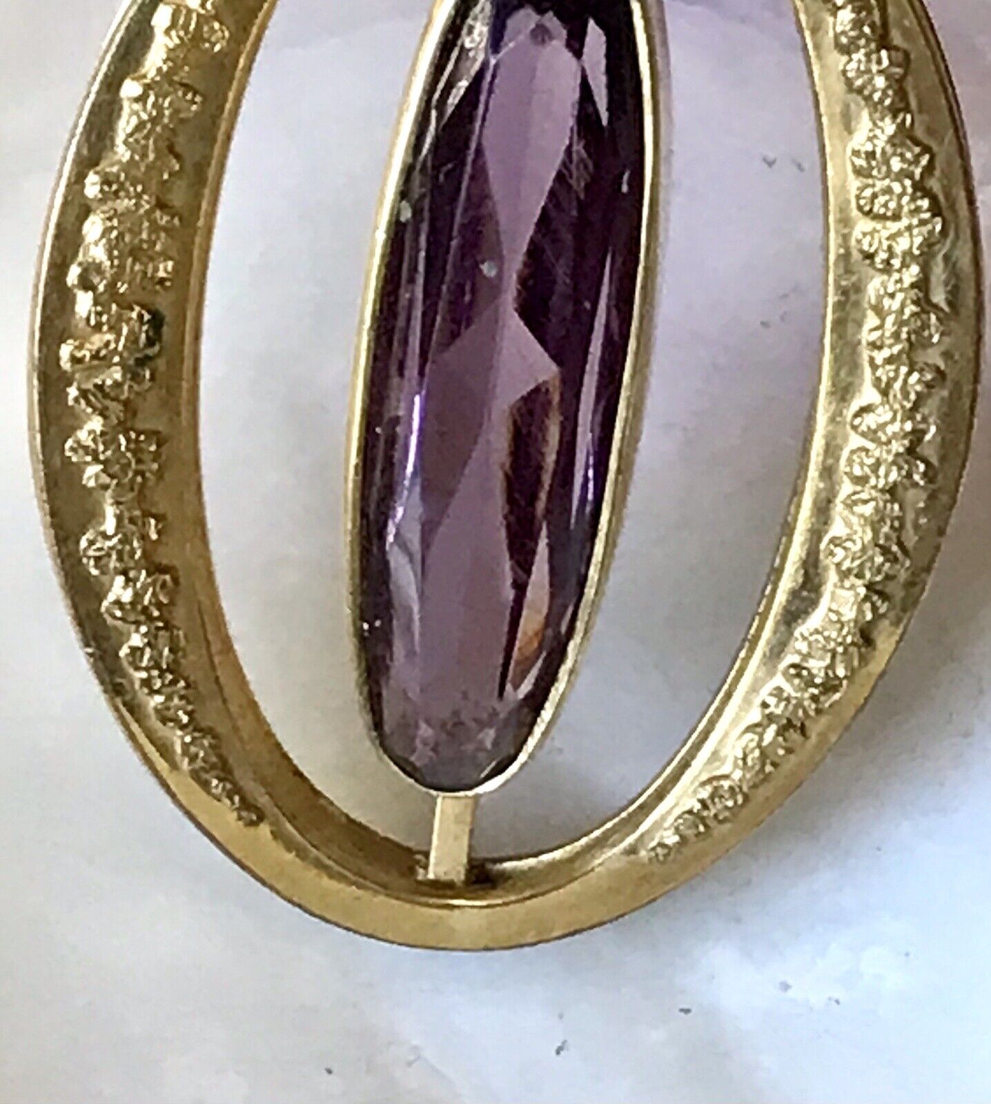 Vintage SP Edel Designer Anhänger lila Stein Amethyst? Amerik. Doublè vergoldet