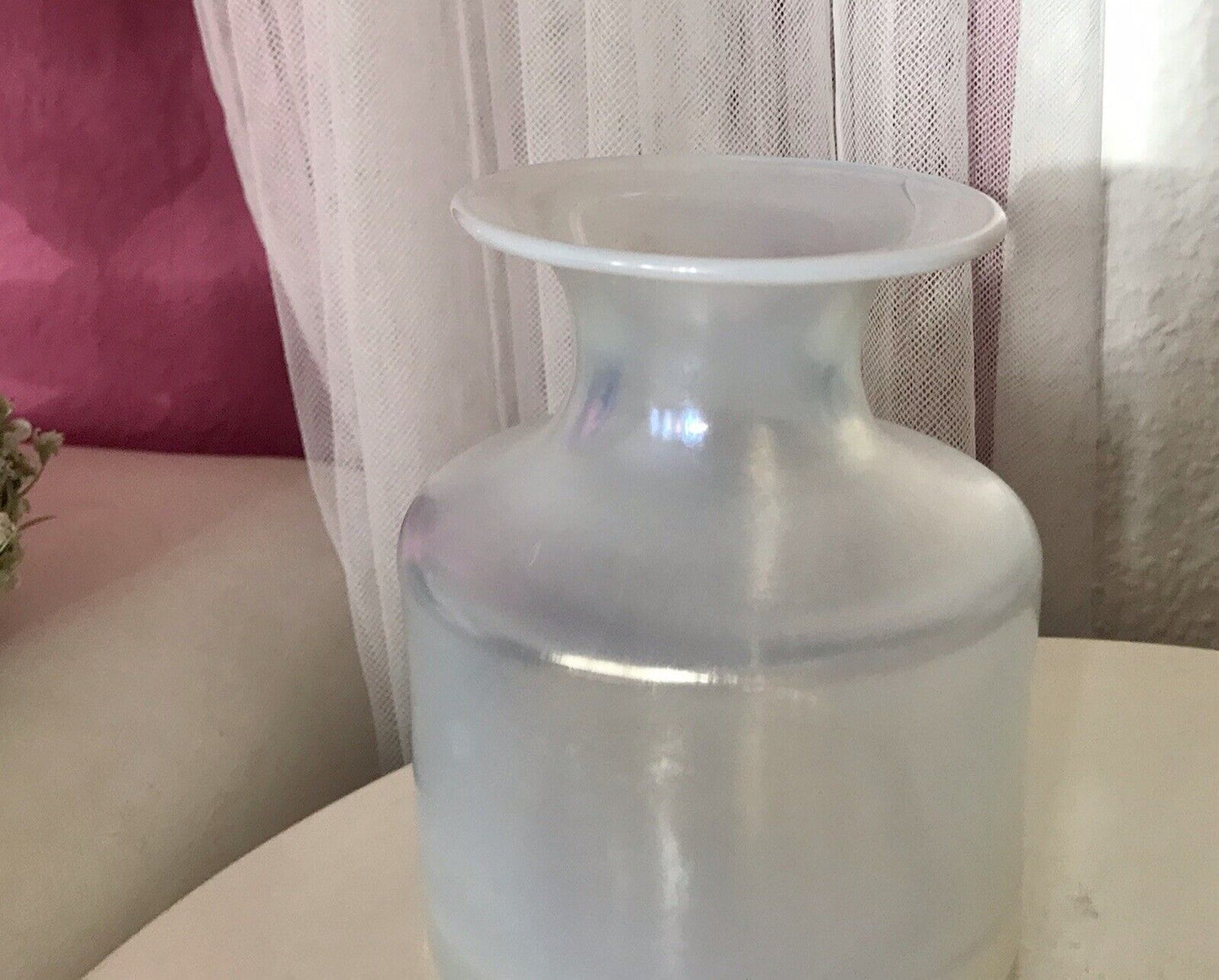 Vintage Glasvase Glaskunst Vase edel Glashütte Eisch irisierende „Eiskönigin“