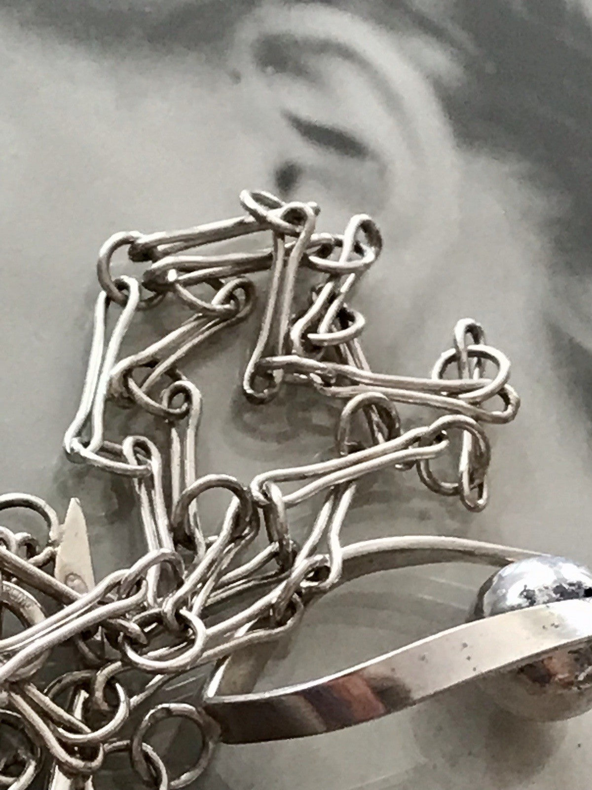 Vintage Modernist Designer 925 Silber Collier Halskette Kette Collier Polen