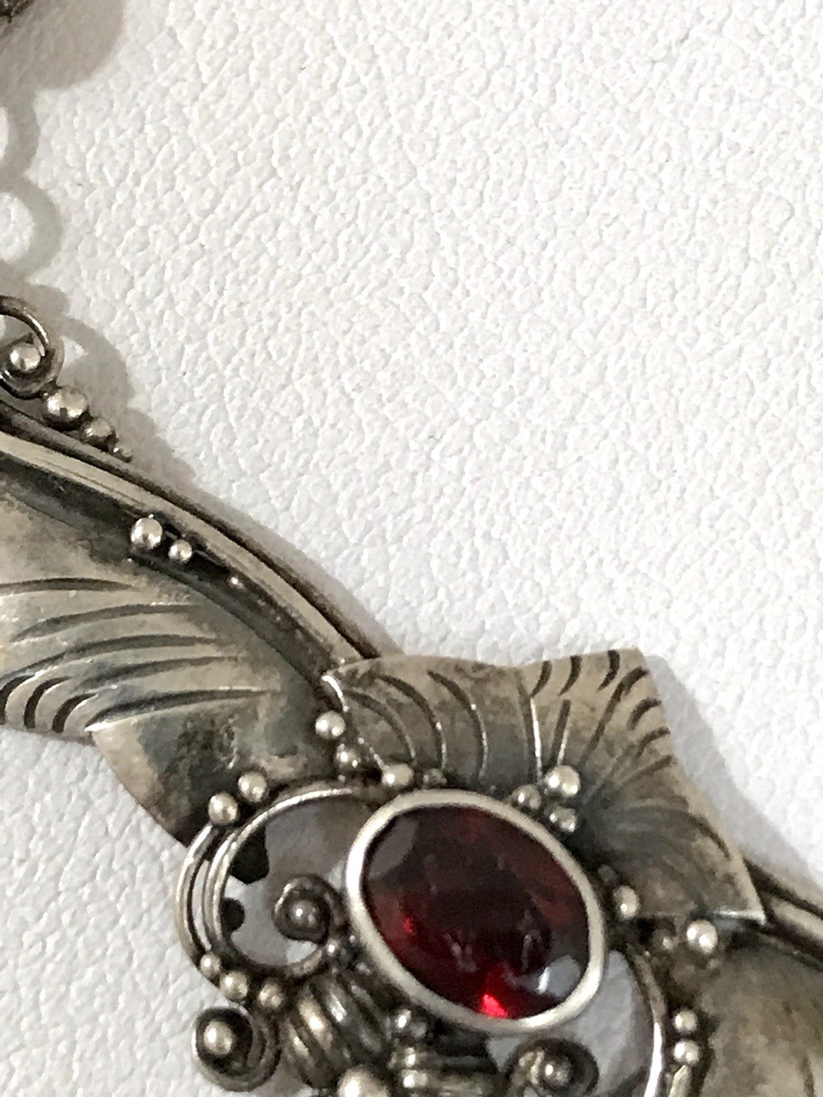 Antik 925 Sterling Silber Collier Halskette Kette rote Steine Granate?