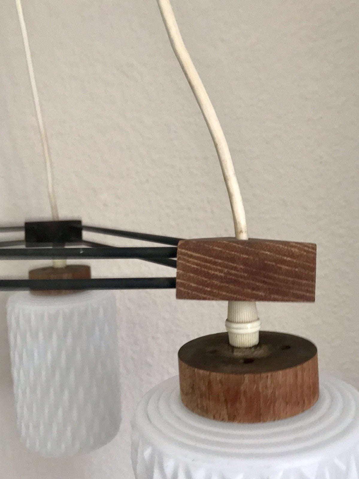 Vintage Alt 60er Leuchte Deckenleuchte Lampe Leuchte String Ära MCM Teak Tripple