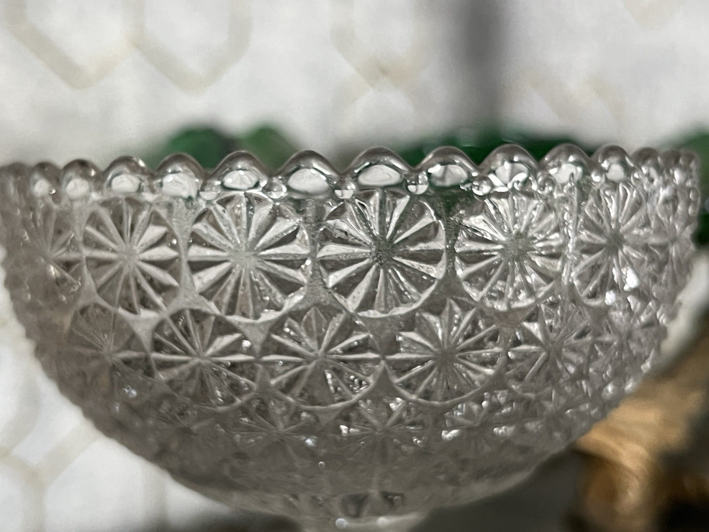 Antik Jugendstil Pressglas Glas Fußschale Schale Zuckerschale