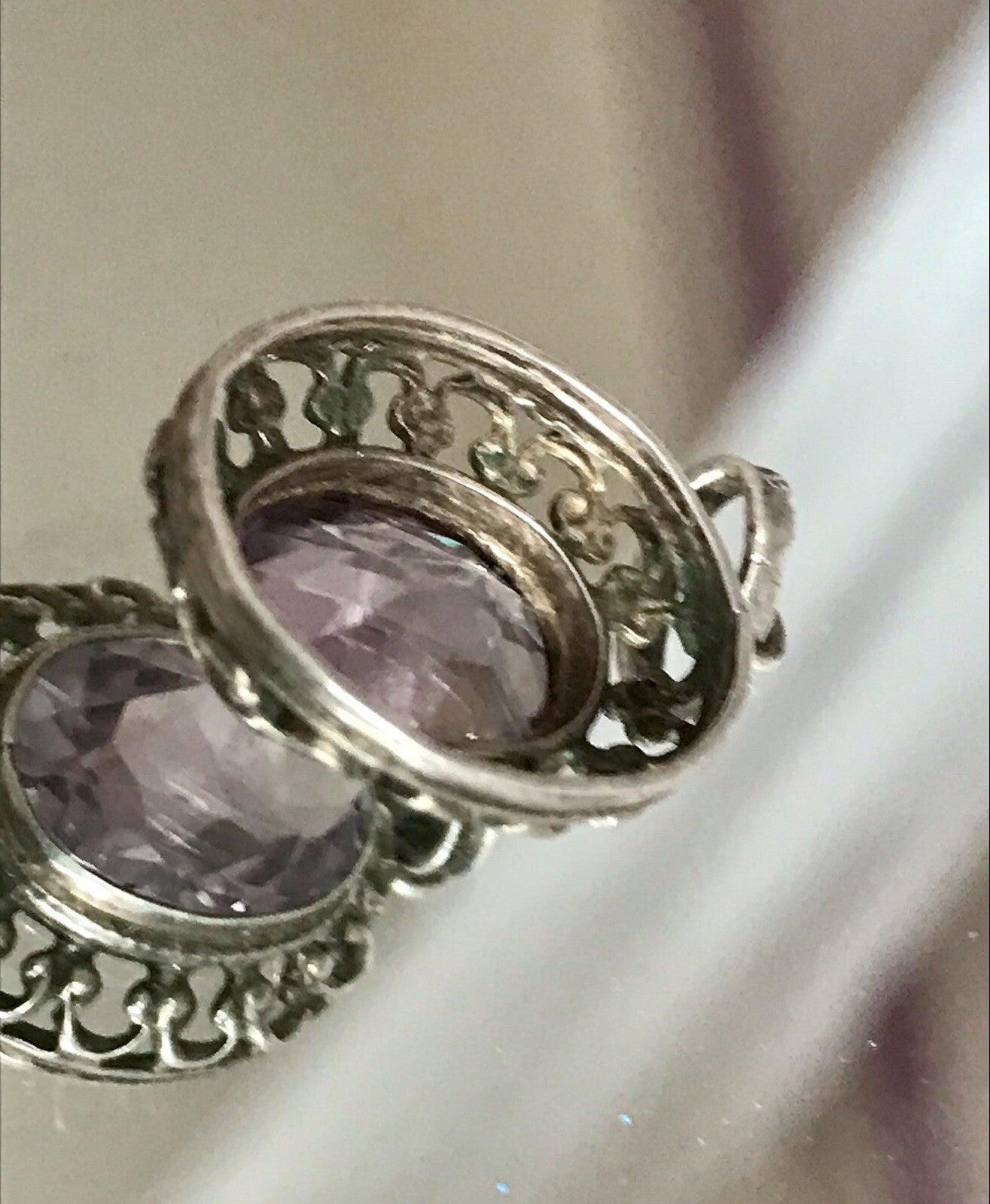 Antik Art Déco Edel Anhänger Kettenanhänger Silber 835 Lila Stein Amethyst?
