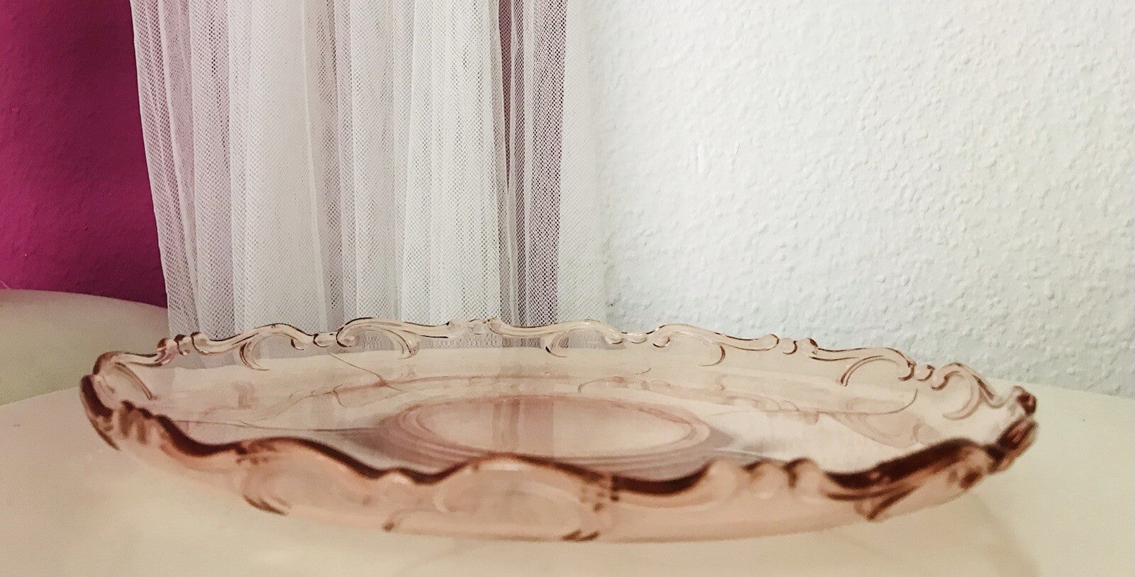 Rosalin Kuchenplatte Kuchenteller Art Déco Schale Pressglas Glasschale