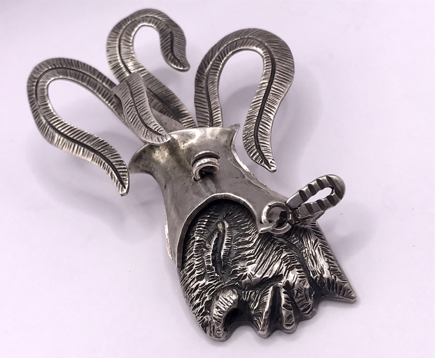 Vintage Azteken Kopf Ethno Maya Anhänger Kettenanhänger Silber