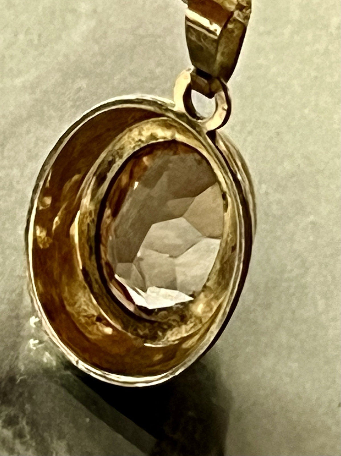 Vintage Halskette mit Änhänger Amerik. Doublè gold Rauchquarz? Sehr SCHÖN K&L