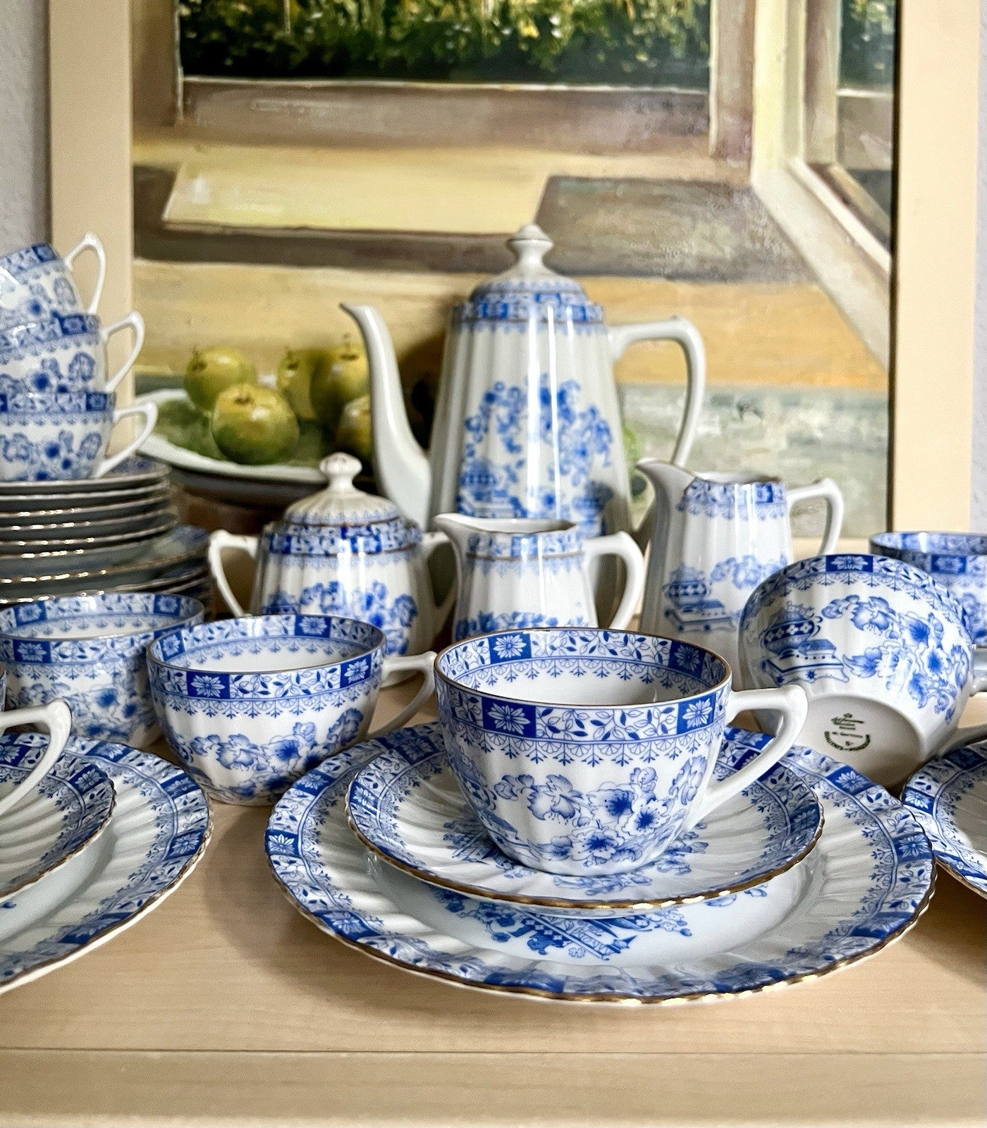 Edel Vintage Porzellan Kaffeeservice 12 Pers. Seltmann Weiden &andere China blau