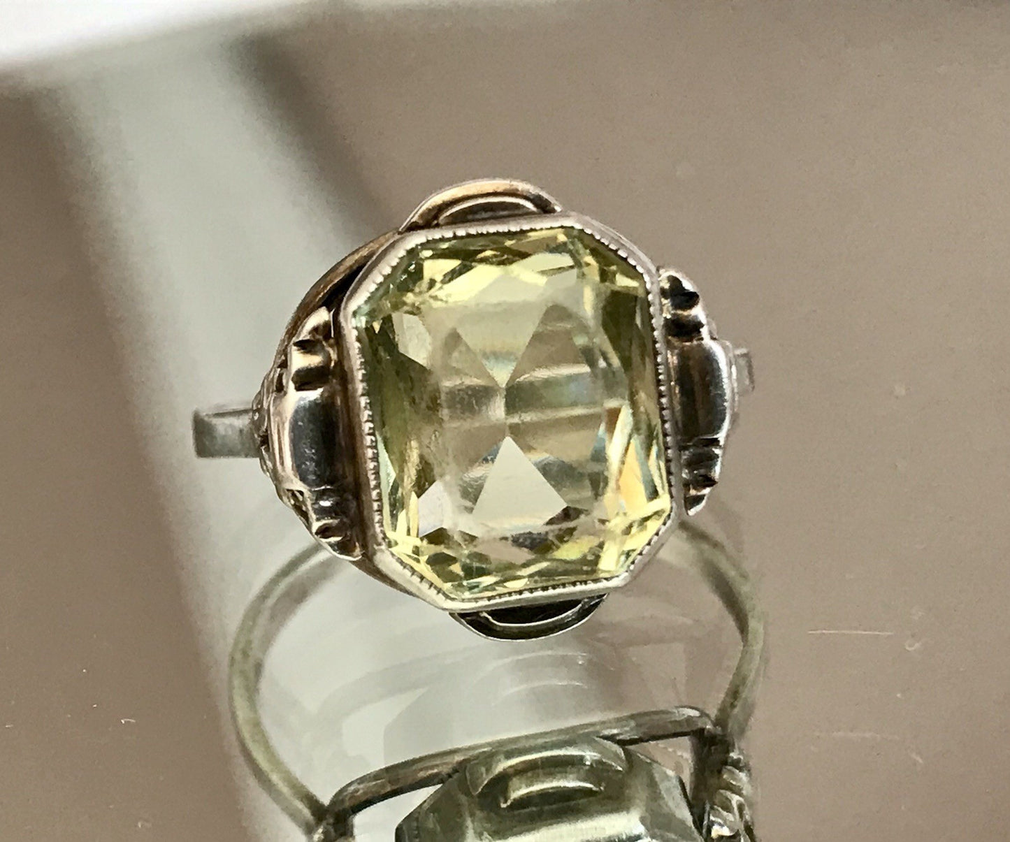 Antik Jugendstil Art Déco Edel Damen Ring Citrin? Stein Silber 830 S ~ Gr.54-56