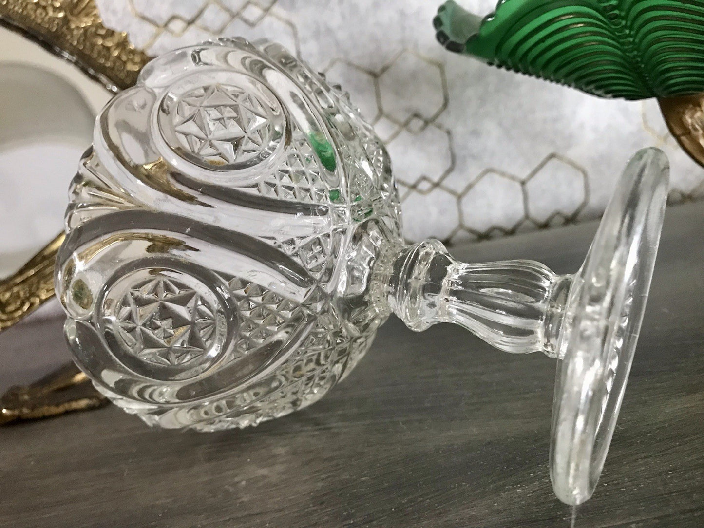 Antik Jugendstil Art Déco Pressglas Glas Fußschale Schale Zuckerschale