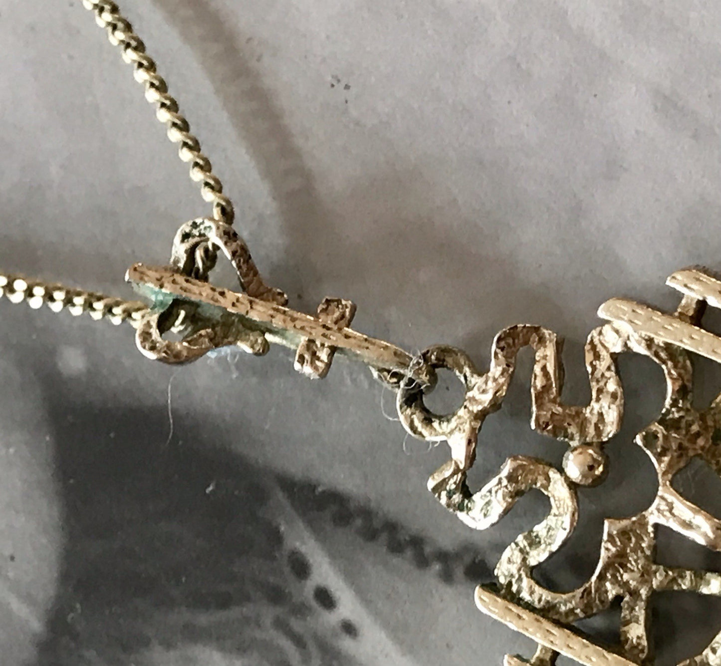 Vintage Designer Anhänger Perle Amerik. Doublè vergoldet Brutalismus MCM TeKa