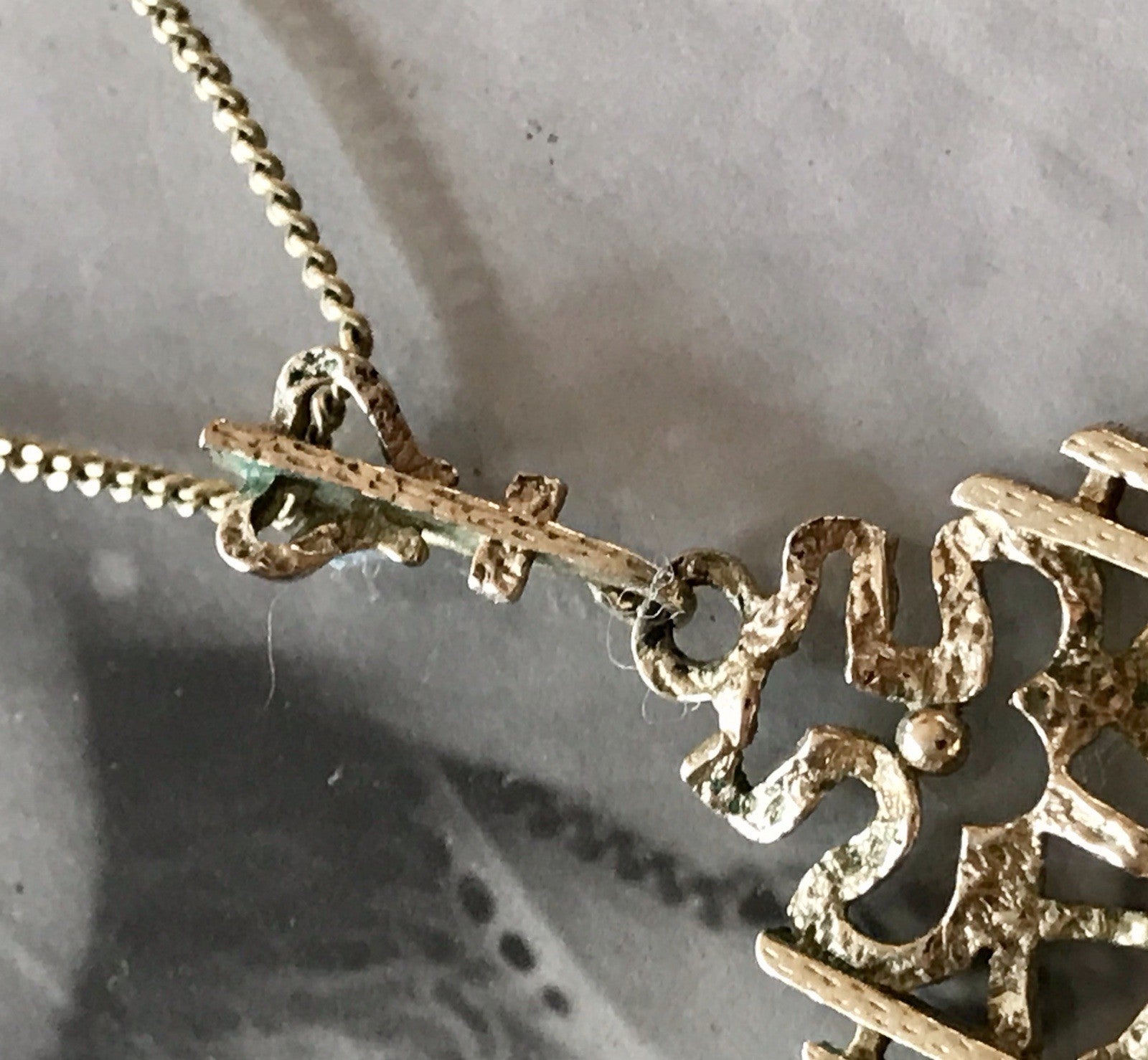 Vintage Designer Anhänger Perle Amerik. Doublè vergoldet Brutalismus MCM TeKa