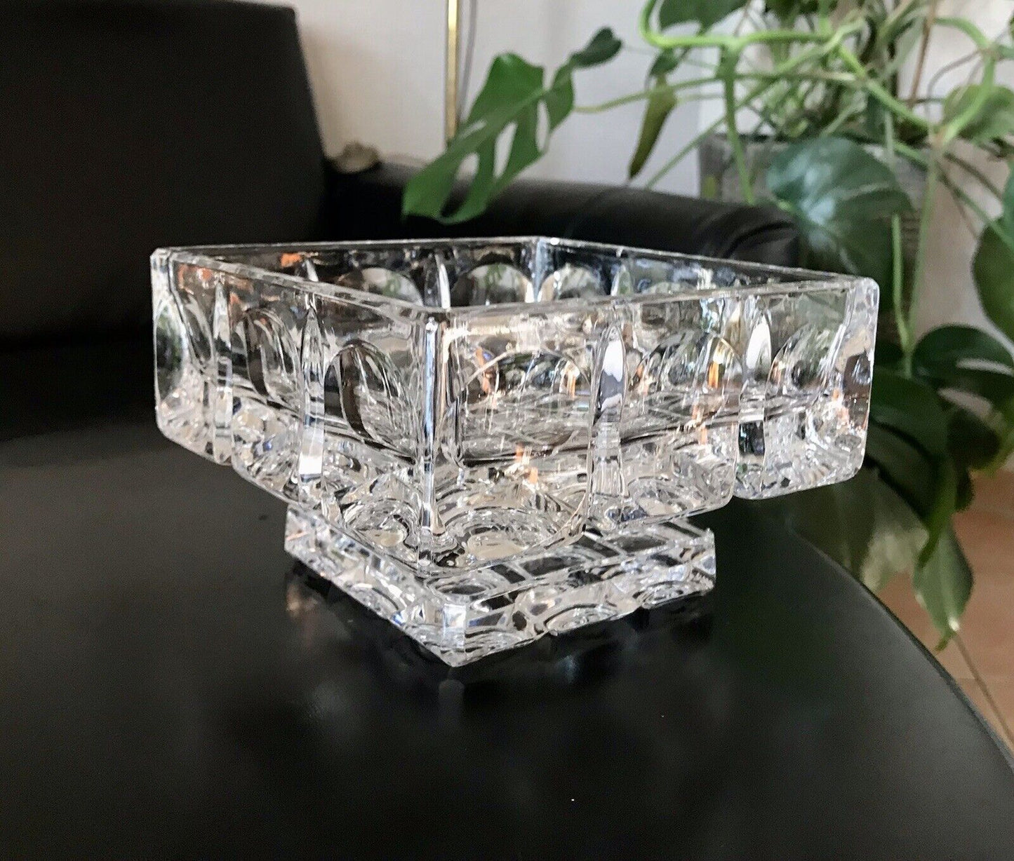 Alt Vintage 60er Bleikristall Schale Glasschale Kristallglas m. Fuß Glas Schwer