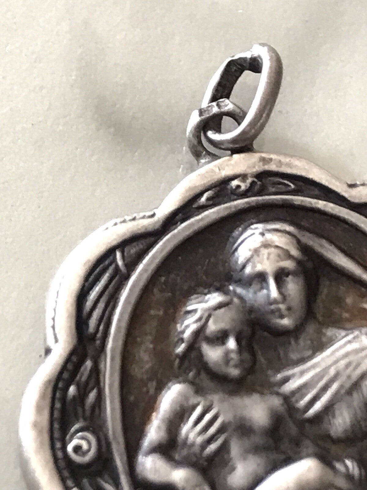 Antik Edel Anhänger Kettenanhänger Silber christlich Maria Mutter Gottes Jesus