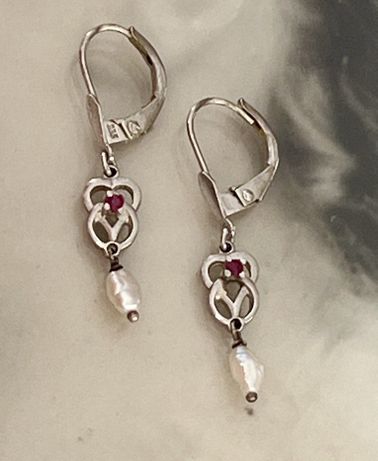 Antik Jugendstil Ohrhänger Ohrringe DAMEN Silber 835 SUPER Design barocke Perle