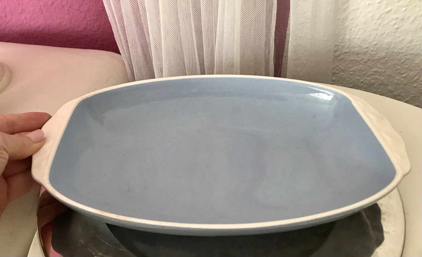 Villeroy&Boch Antik Art Déco Keramik Schale blau naturweiß Mettlach