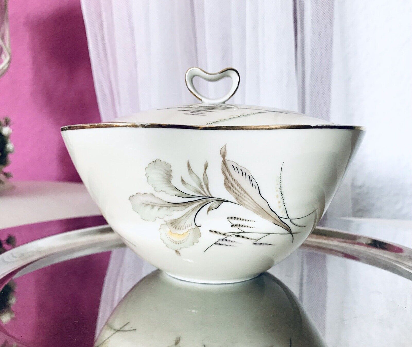 MCM Vintage 50er 60er Porzellan Dose Deckeldose Bonboniere Elfenbein Seltmann