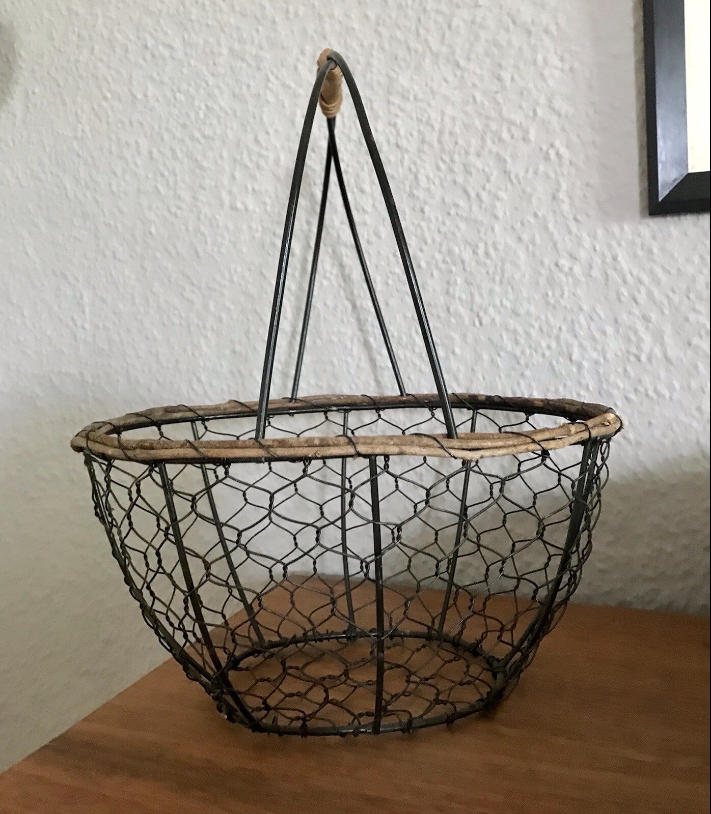 Alt Vintage 60er Korb Metallkorb  Weide schwarz&braun