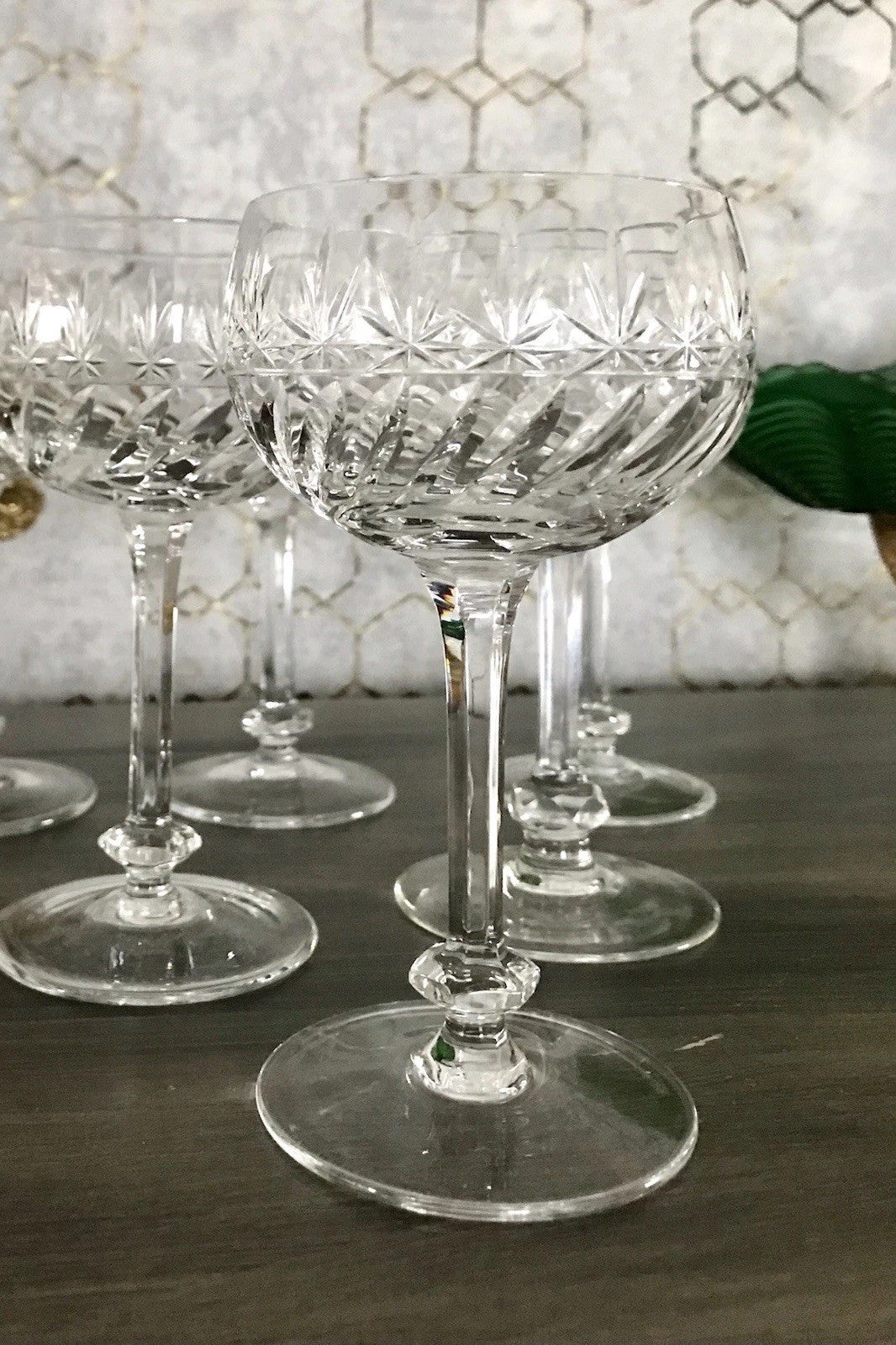 Antik Art Déco 5 Weingläser Gläser Schliff Kristallglas Edel Schön Treviris V&B