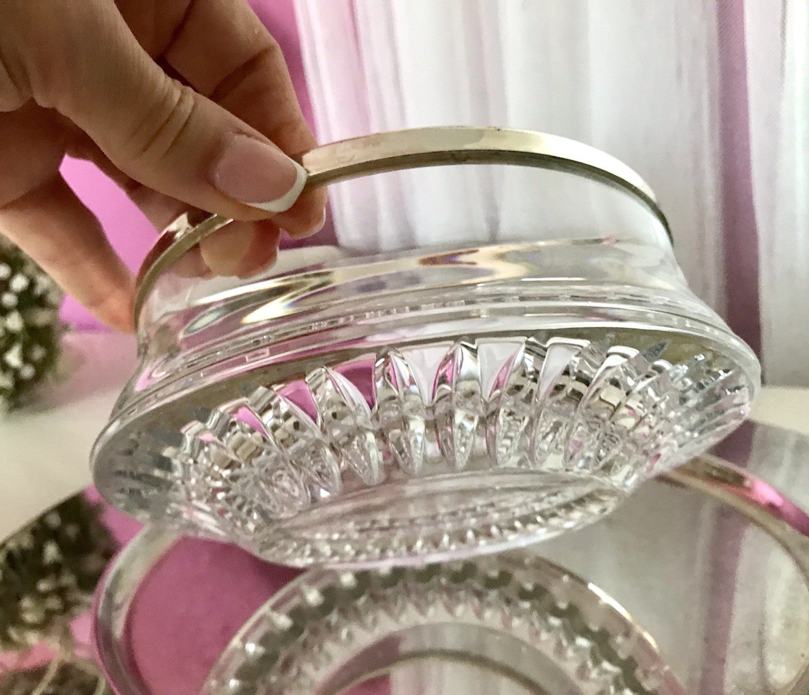 Vintage Nachtmann Glasschale Schale Glas versilberter Rand Bleikristall Europa