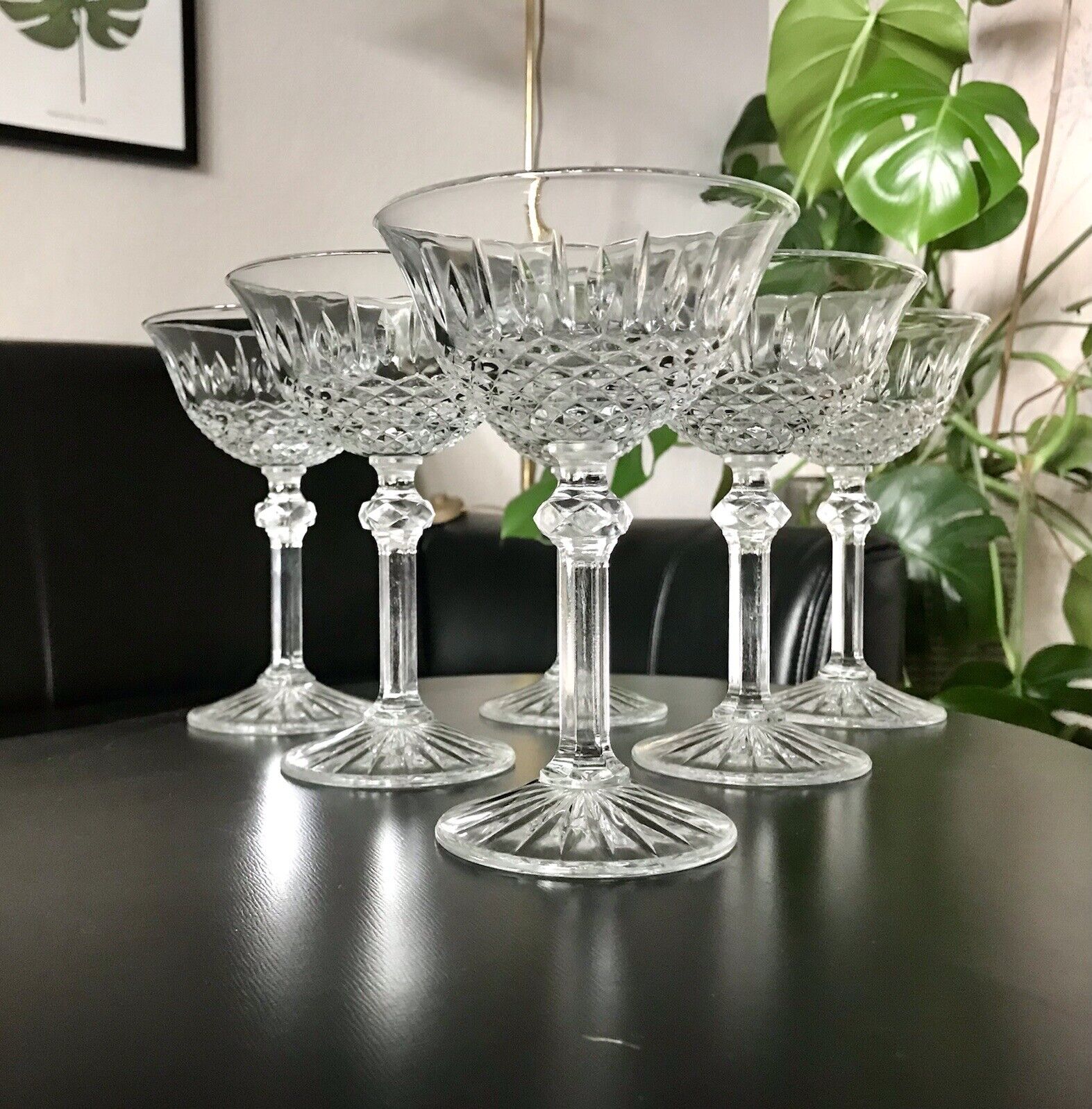 Vintage 6 Sekt Champagnerschalen Gläser Sektschalen Glas