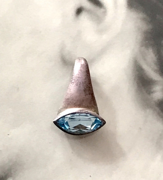 Vintage Kettenanhänger Anhänger Silber blauer Stein Designer