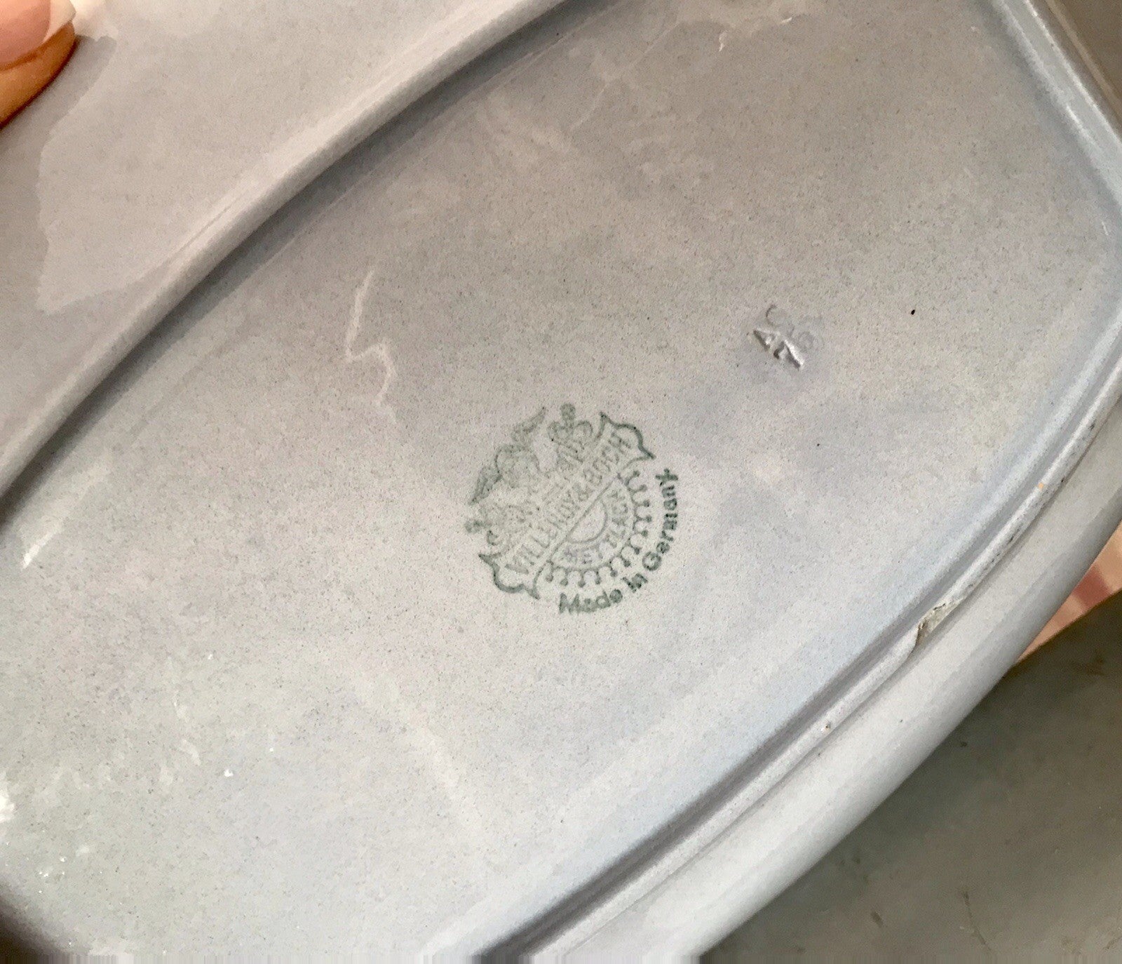 Villeroy&Boch Antik Art Déco Keramik Schale blau naturweiß Mettlach