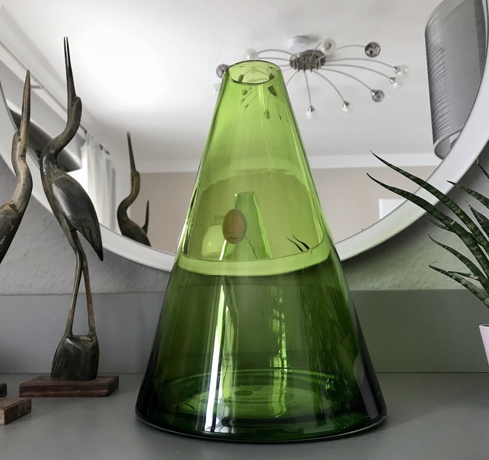 Große kegelförmige Vase Glasvase grün SCHÖN