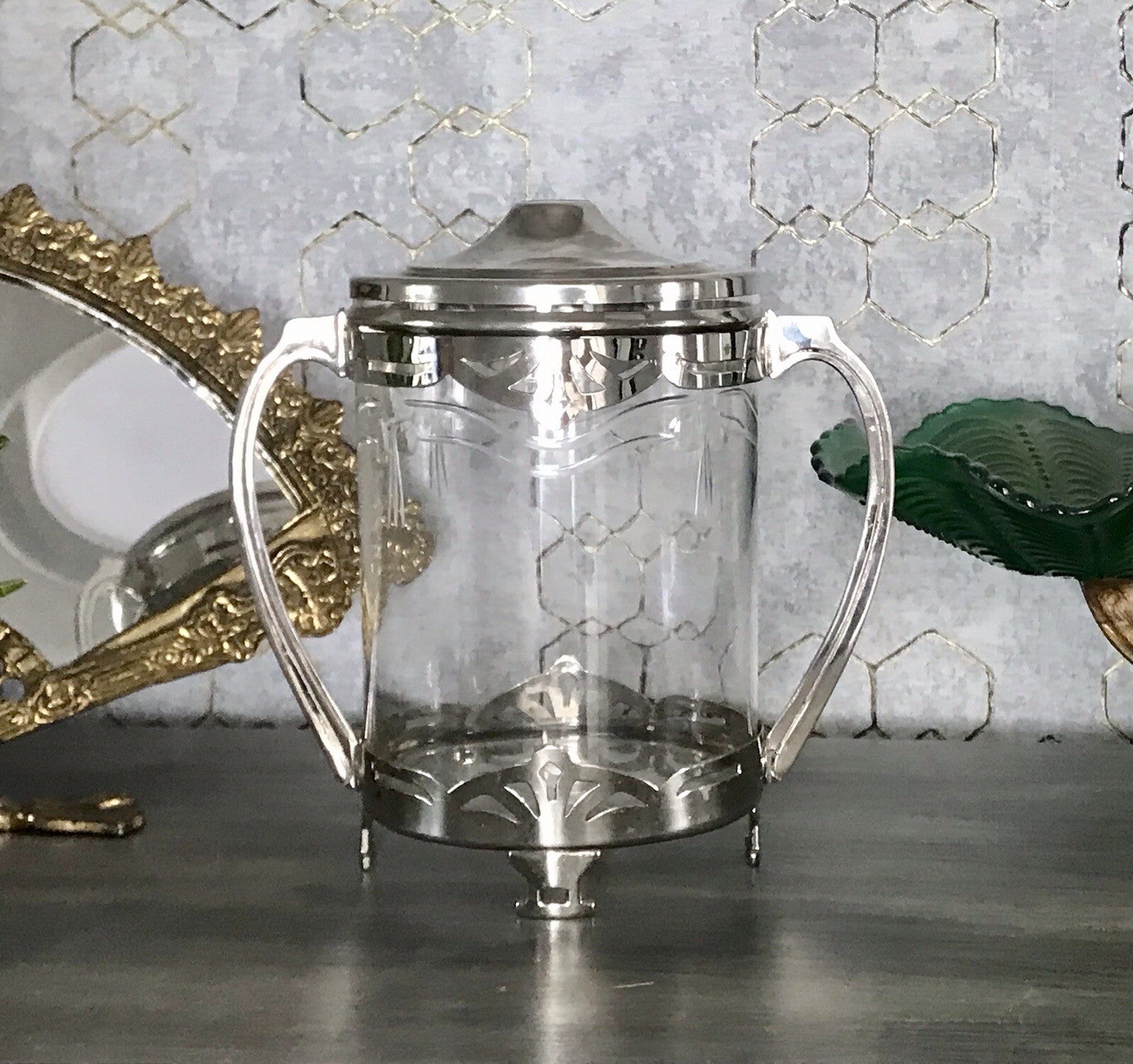 Antik Jugendstil Art Déco Dose versilbert? Argentor? Bonboniere  Konfektdose