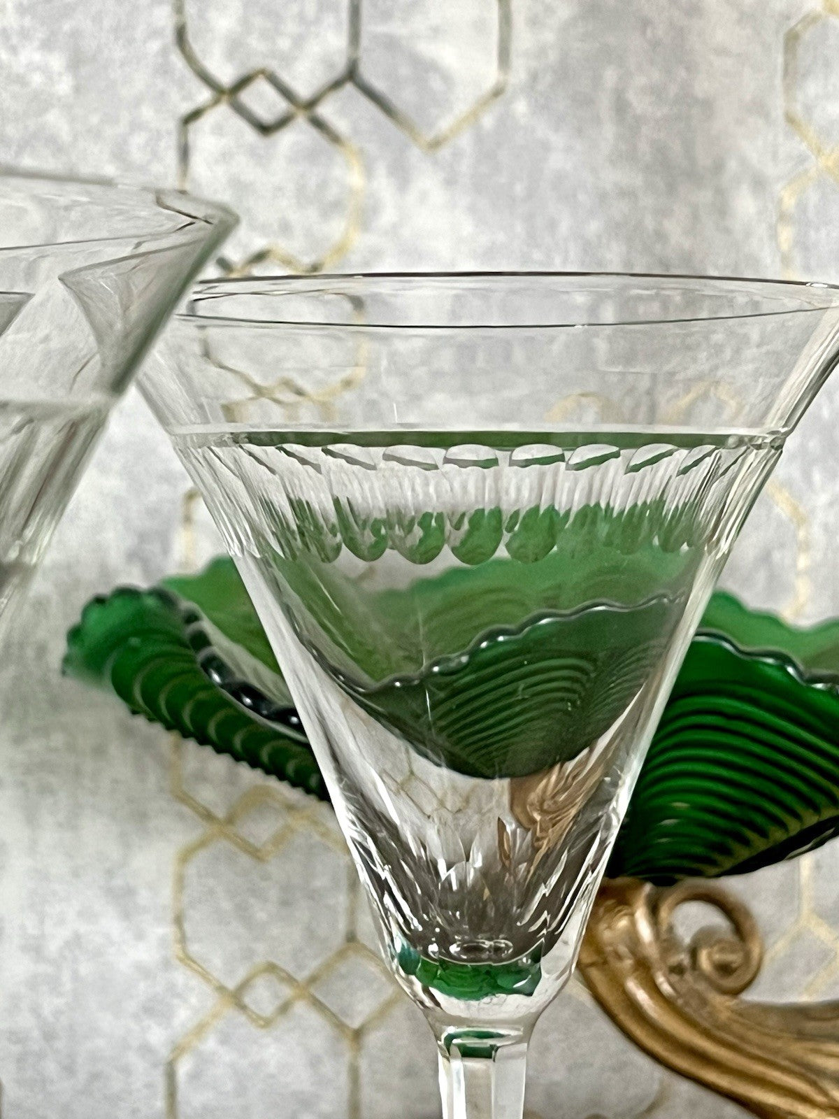 Antik Art Déco 4 Sektflöten Sekt Wein Gläser ?Weisswasser? Schliff