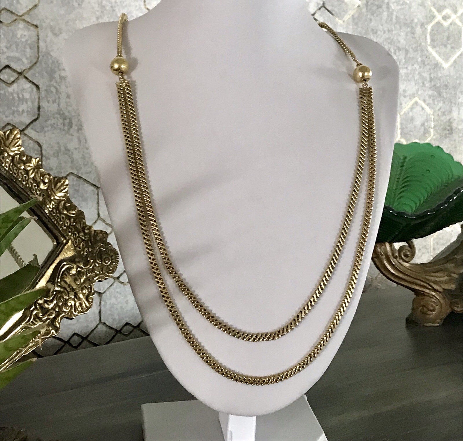 Vintage lange Halskette Amerik. Doublè gold Massiv Sehr SCHÖN Andreas Daub
