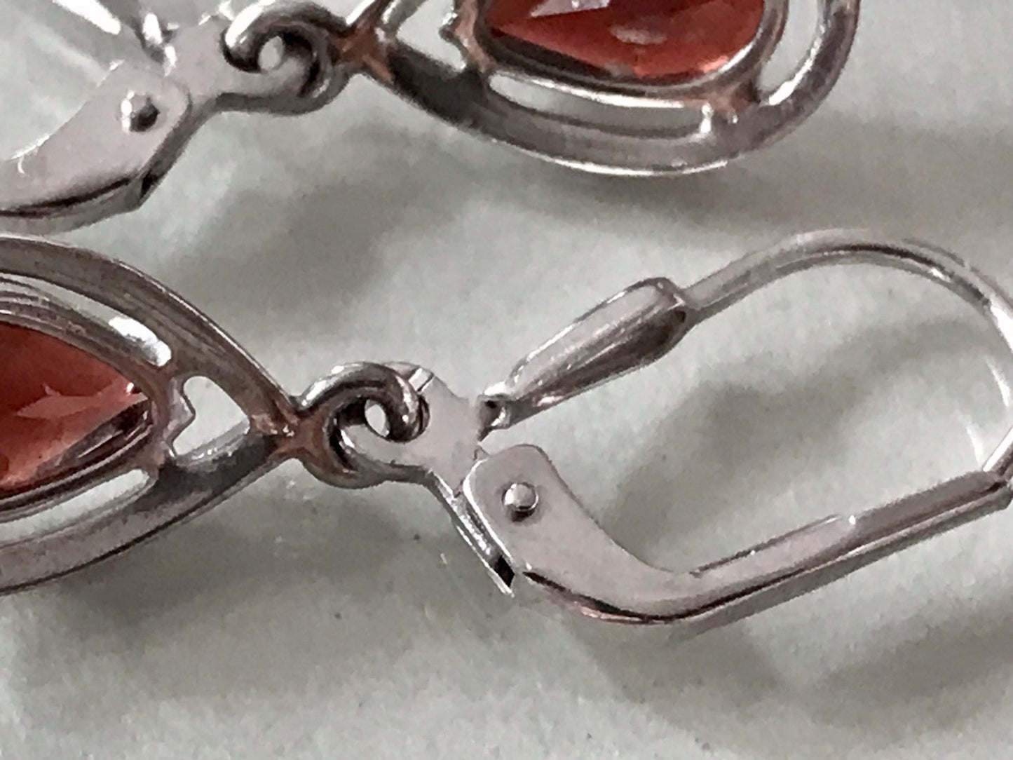 Vintage Ohrhänger Ohrringe DAMEN Silber 925 rote Steine