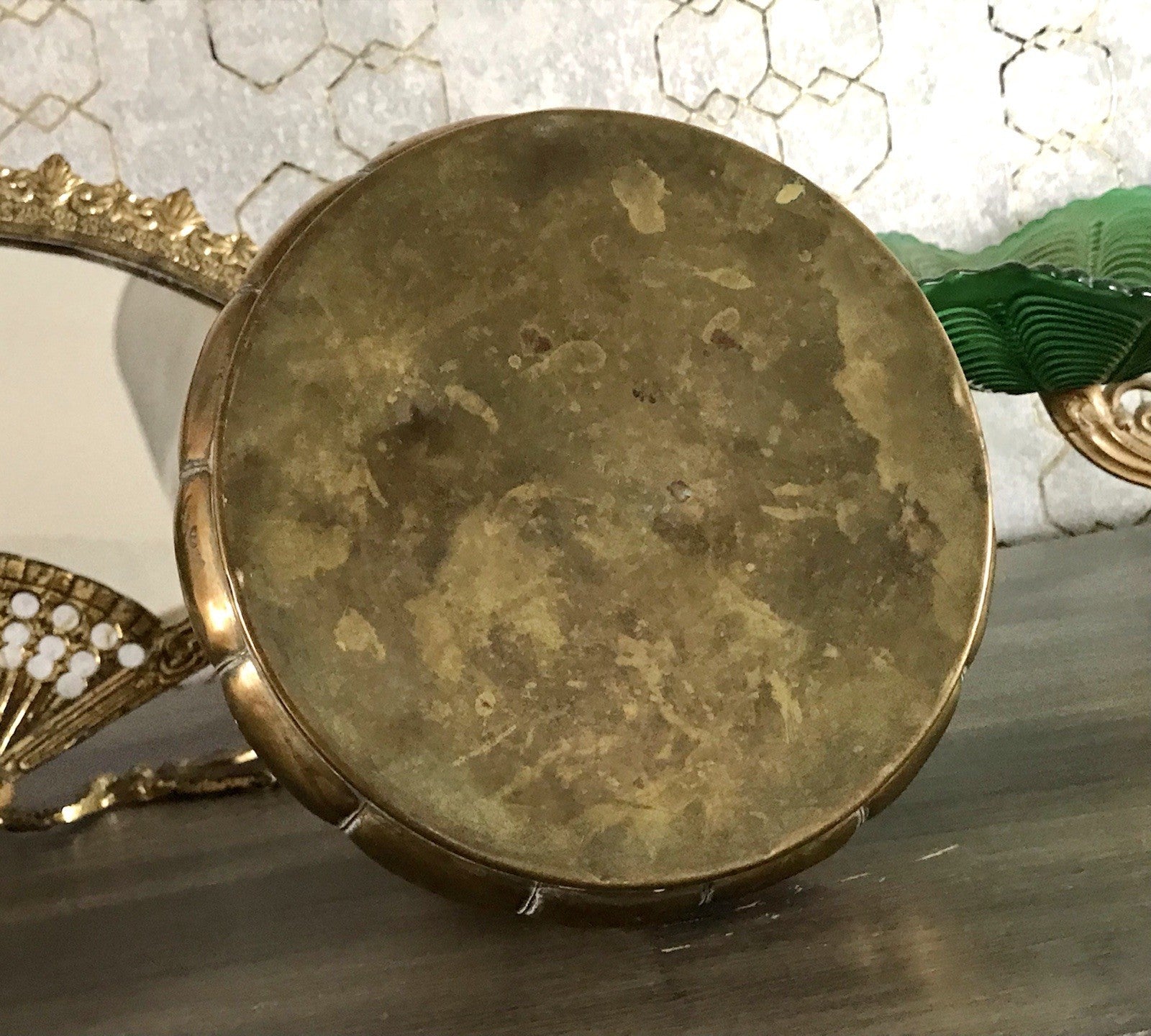 Antik WMF Straußenmarke Jugendstil Art Déco Messing Vase Relief