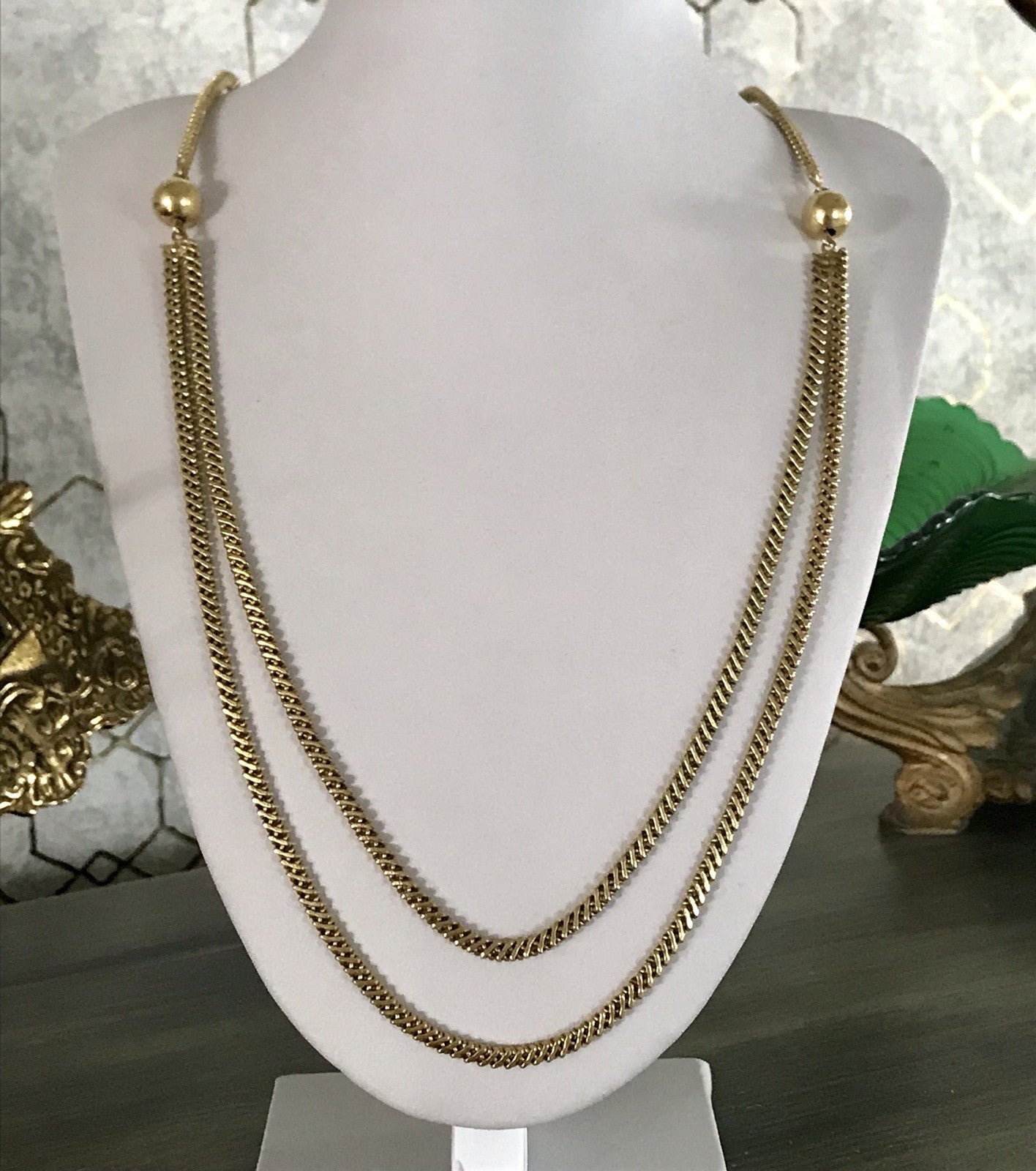 Vintage lange Halskette Amerik. Doublè gold Massiv Sehr SCHÖN Andreas Daub