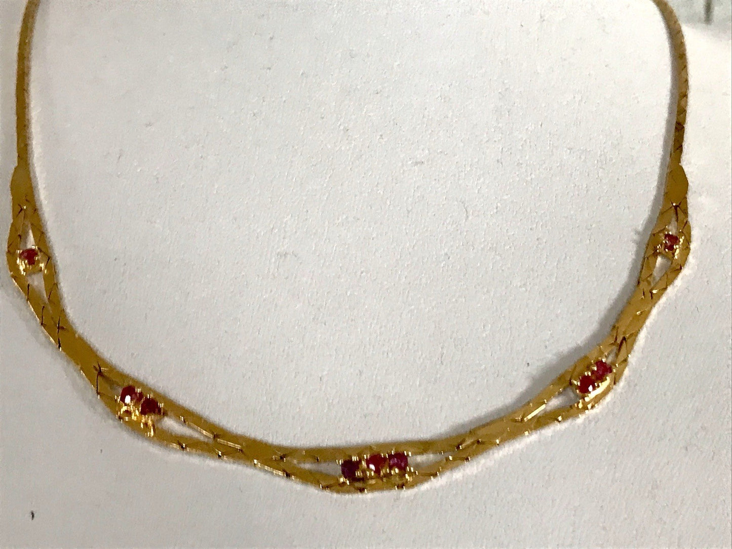 Alt Edel Vintage 925 Silber vergoldet Collier Halskette Rubine?